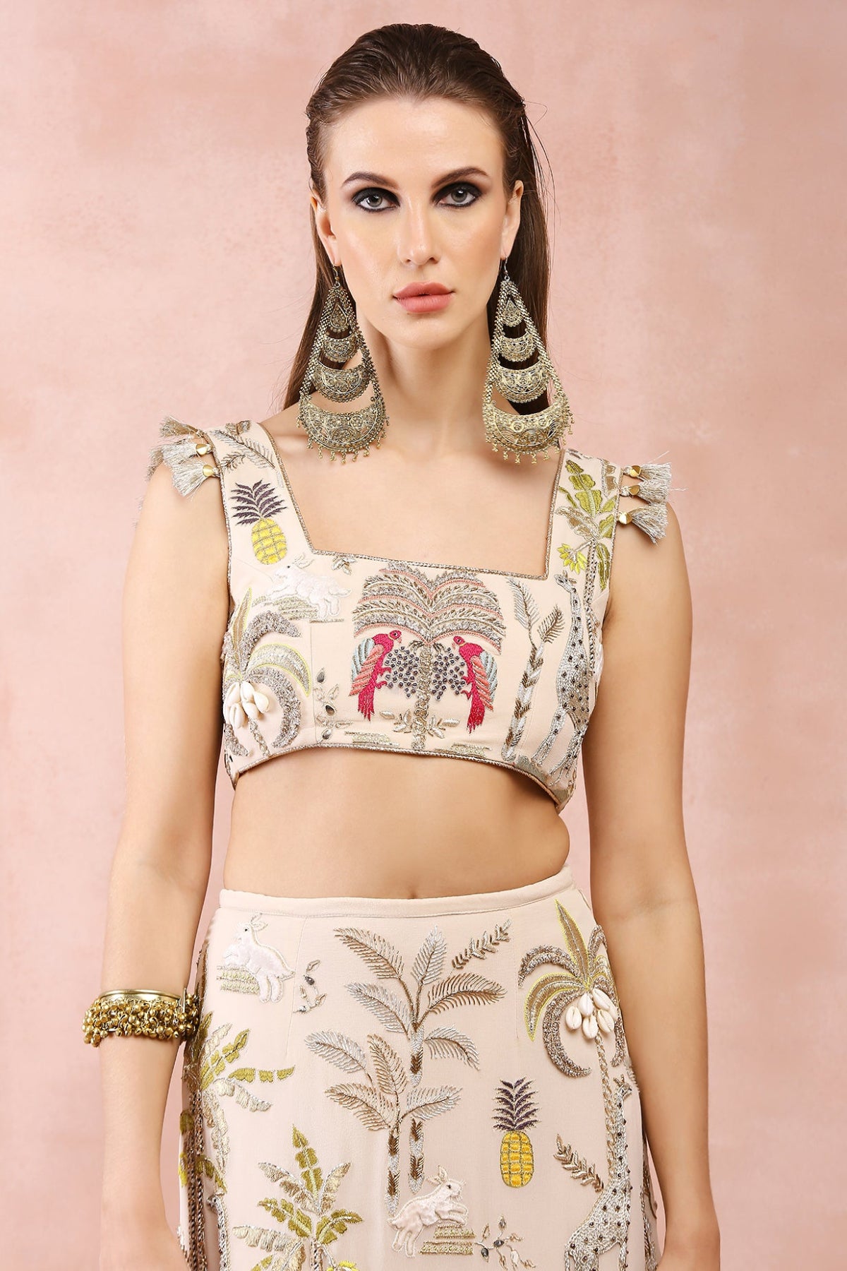 Mouni Roy in STONE EMBROIDERED CHOLI AND SKIRT