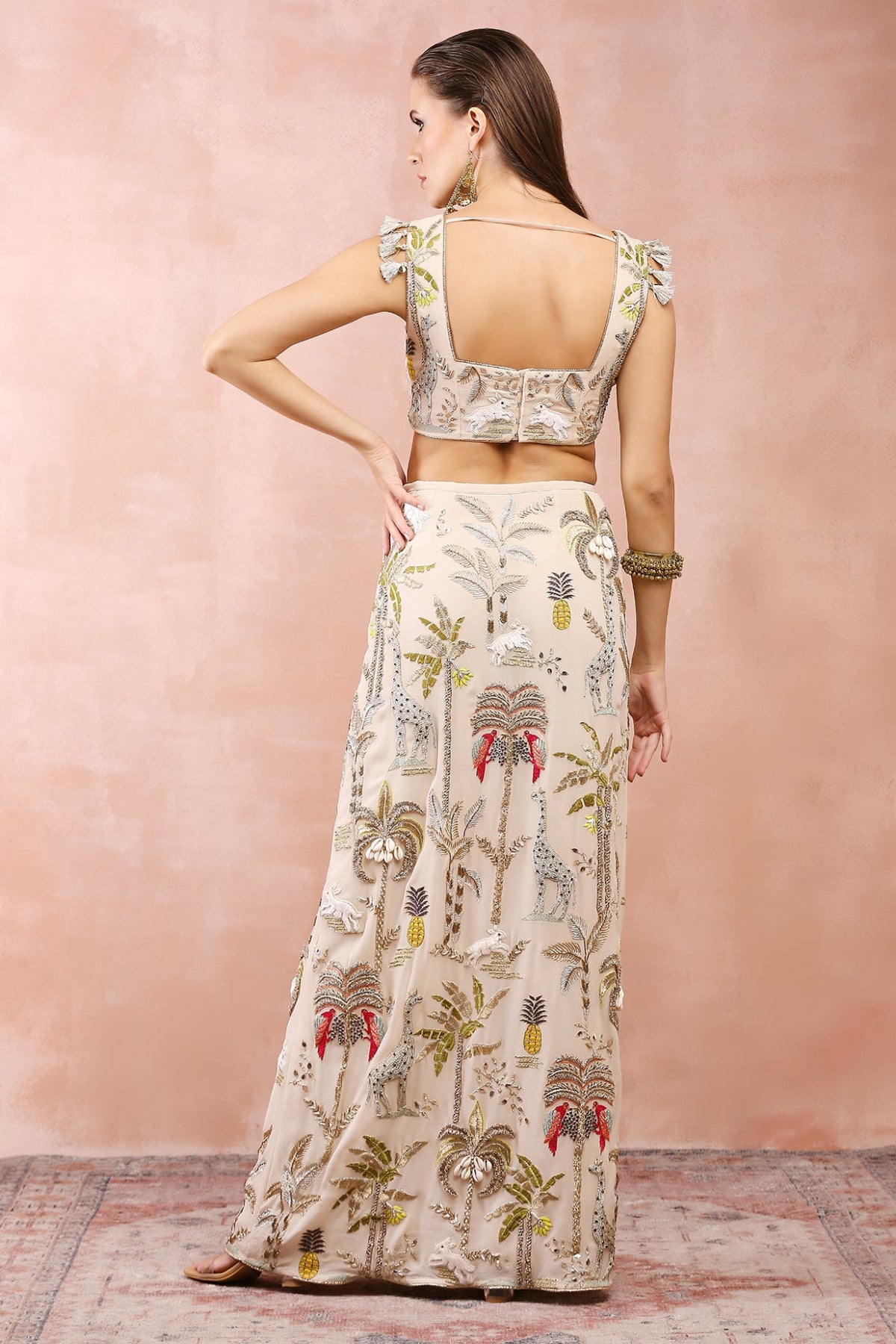 Mouni Roy in STONE EMBROIDERED CHOLI AND SKIRT