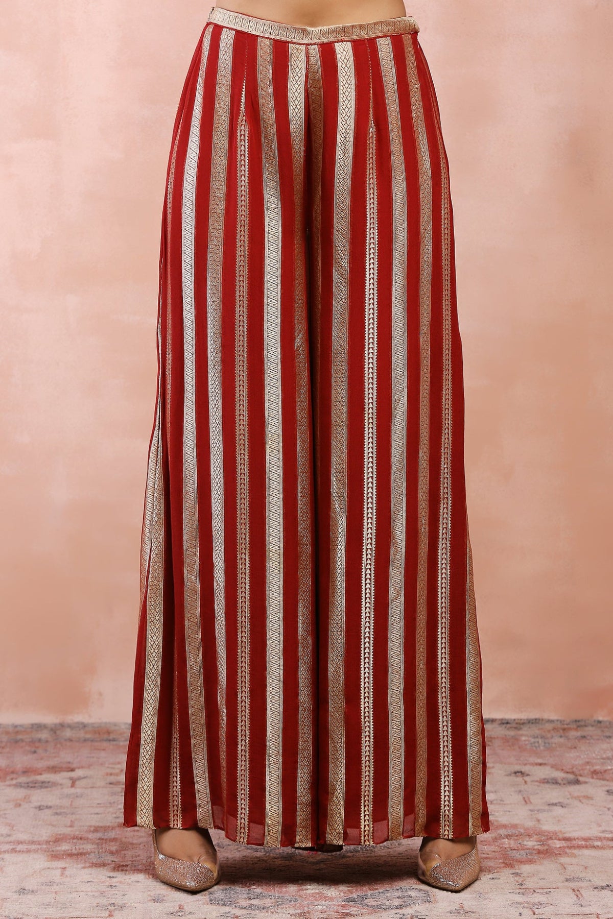 MAROON EMBROIDERED ANARKALI WITH PALAZZO AND DUPATTA