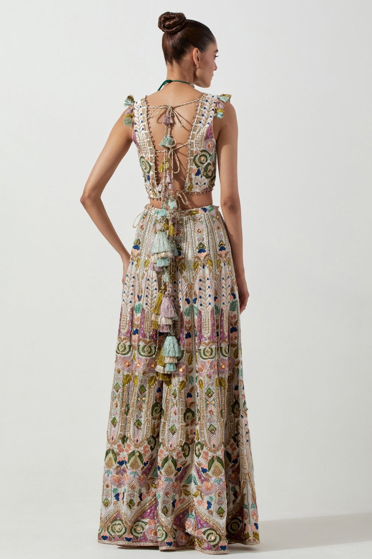 OFF WHITE EMBROIDERED CHOLI & SHARARA