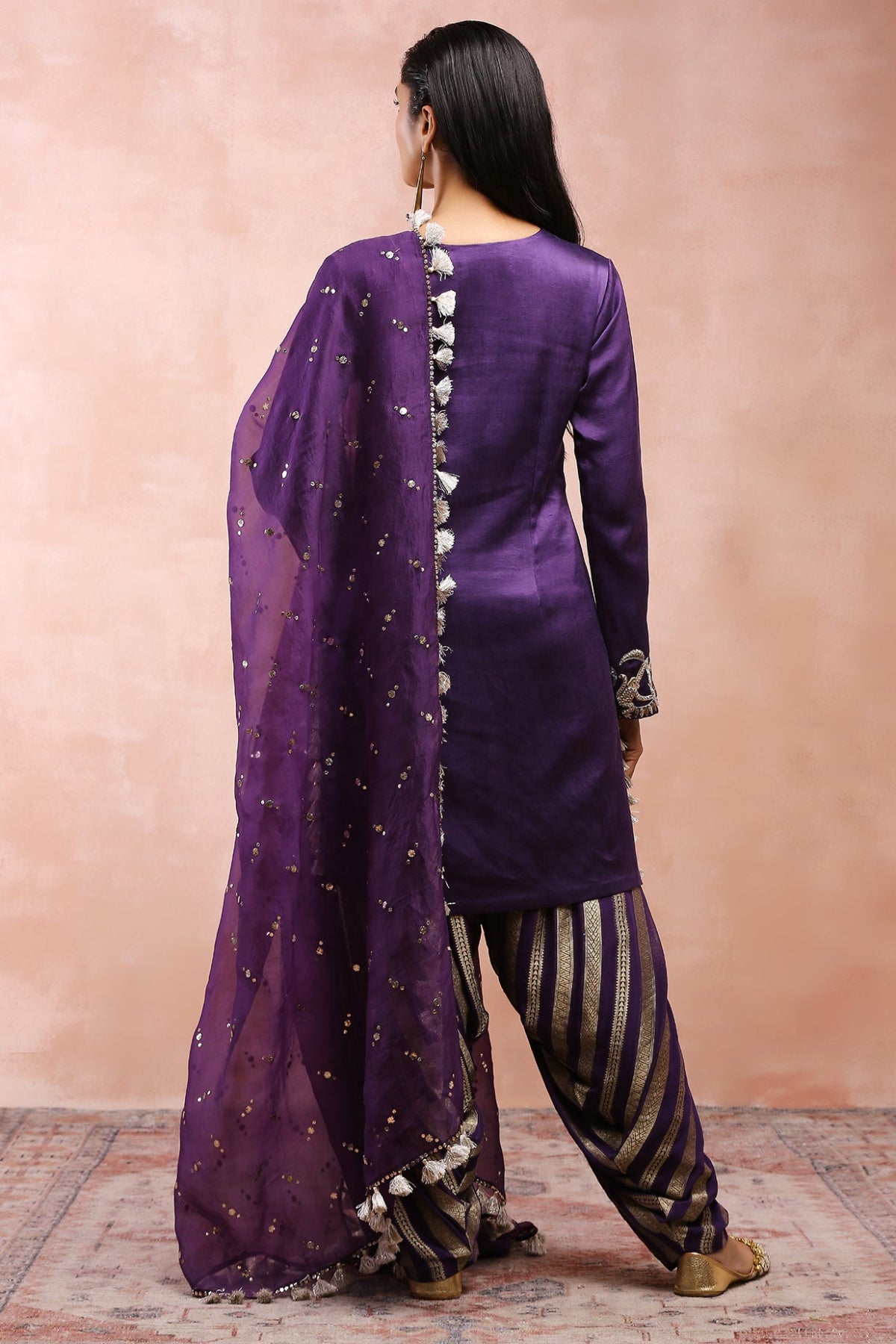 PURPLE EMBROIDERED KURTA WITH SALWAR AND DUPATTA
