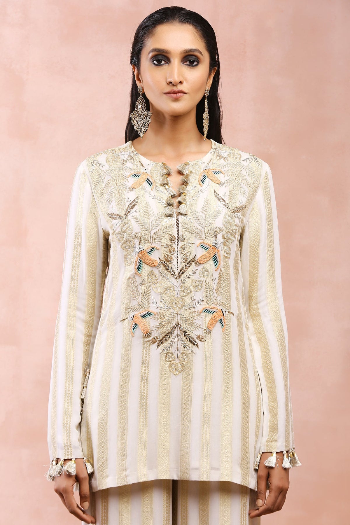 OFF WHITE EMBROIDERED KURTA AND PANT