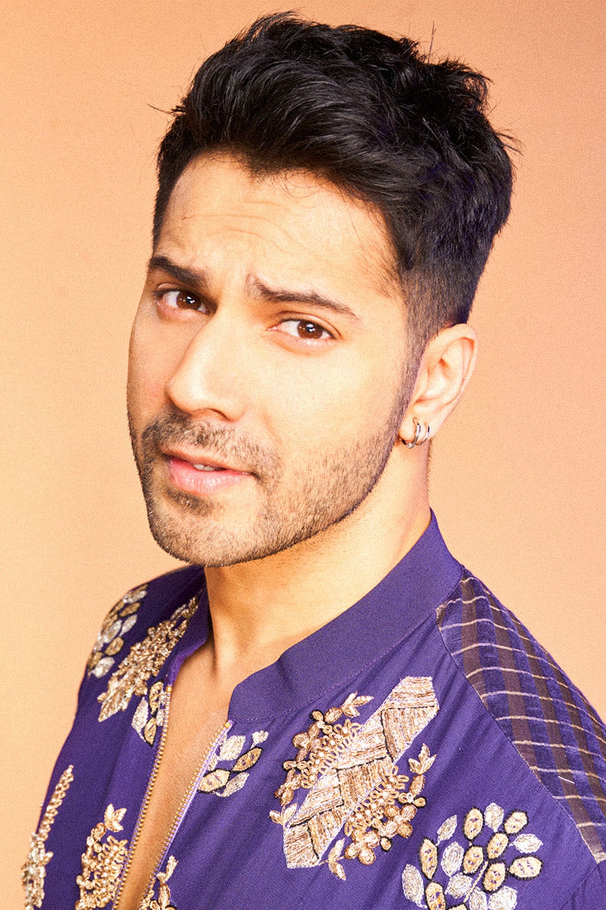 Varun Dhawan in PURPLE COLOUR EMBROIDERED STRIPE KURTA WITH STRIPE JOGGER PANTS