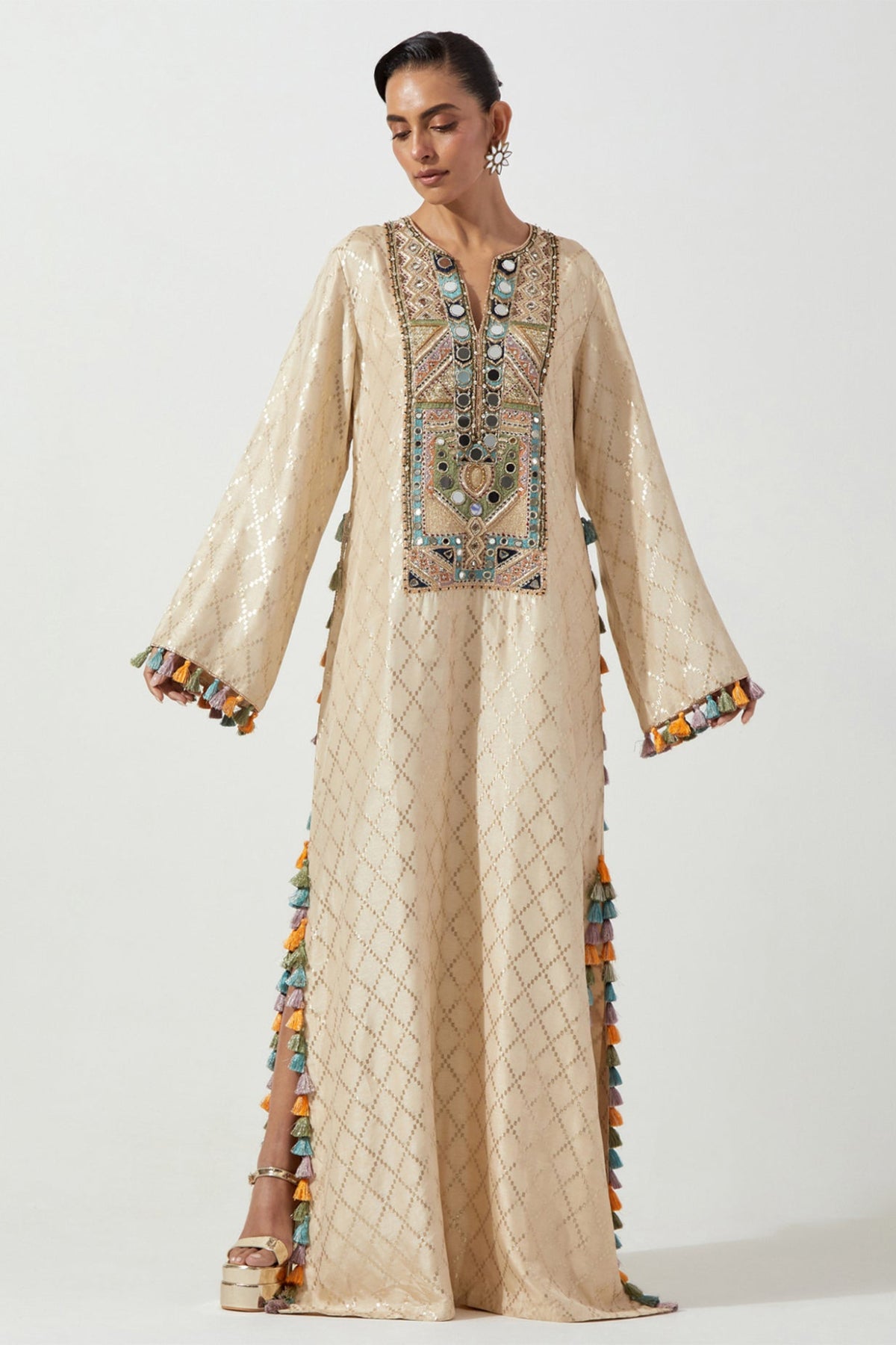 STONE DOLA SILK BEYZA KAFTAN