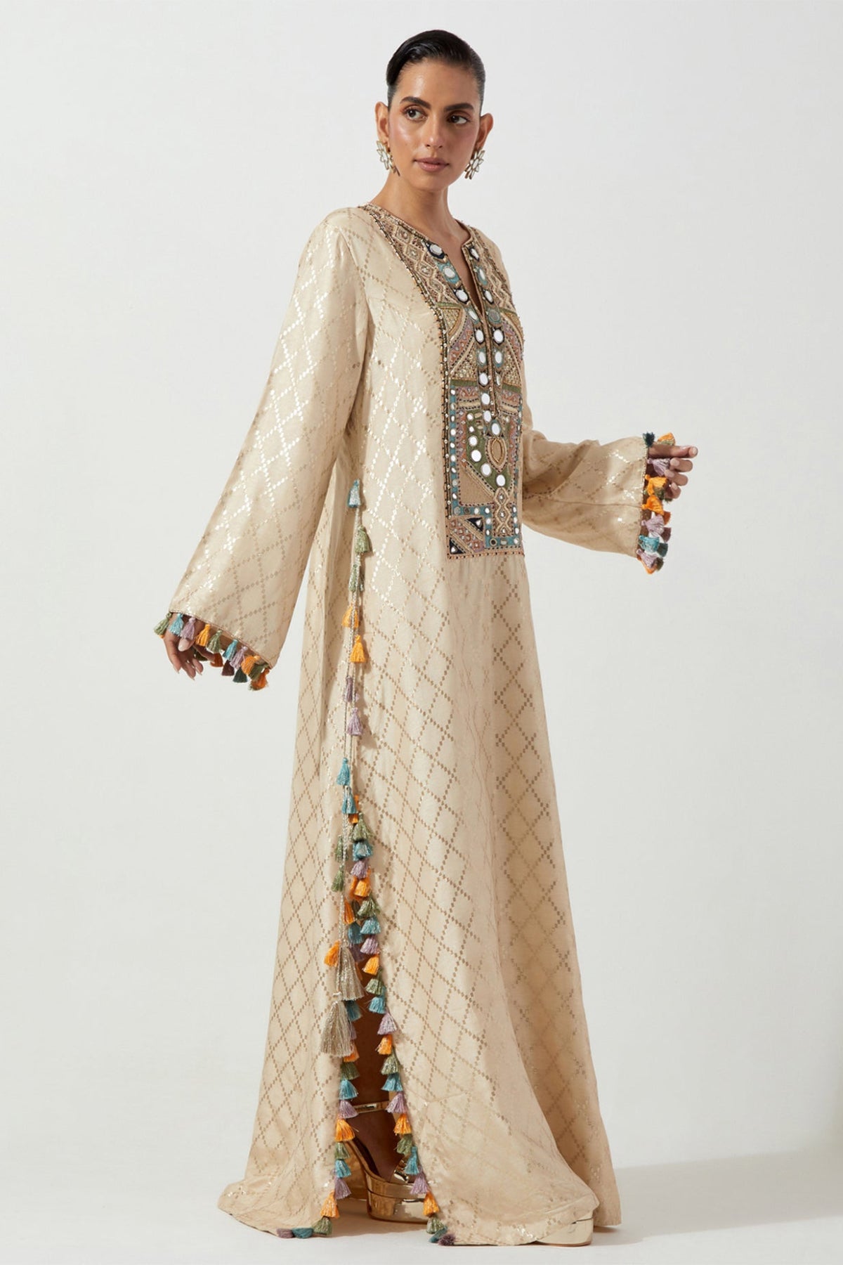 STONE DOLA SILK BEYZA KAFTAN