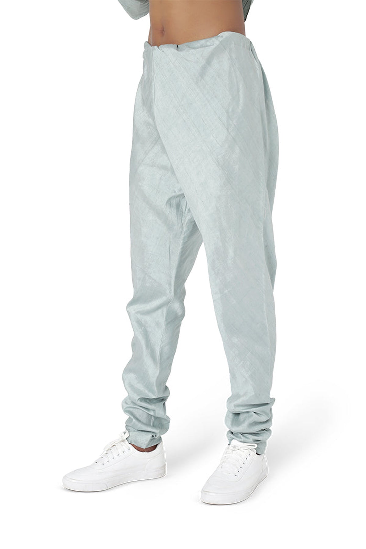 PLAE BLUE COLOUR DUPION SILK KURTA WITH CHURIDAR