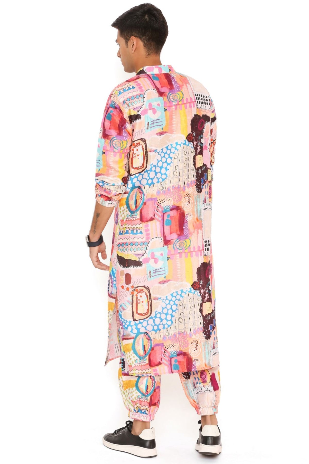 TRANCE PRINT DUPION SILK BOMBER KURTA WITH JOGGER PANT