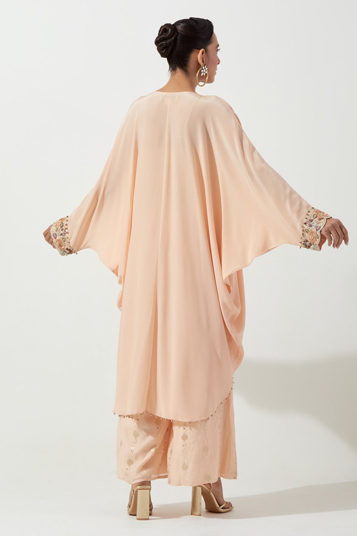 Peachy Pink Kaftan With Palazzo