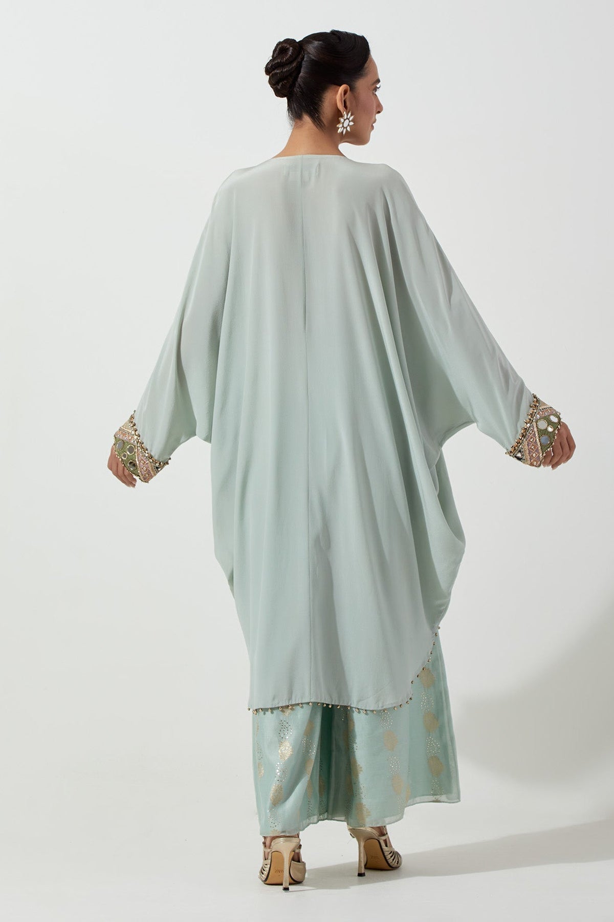 Powder Blue Crepe Cowl Top And Palazzo
