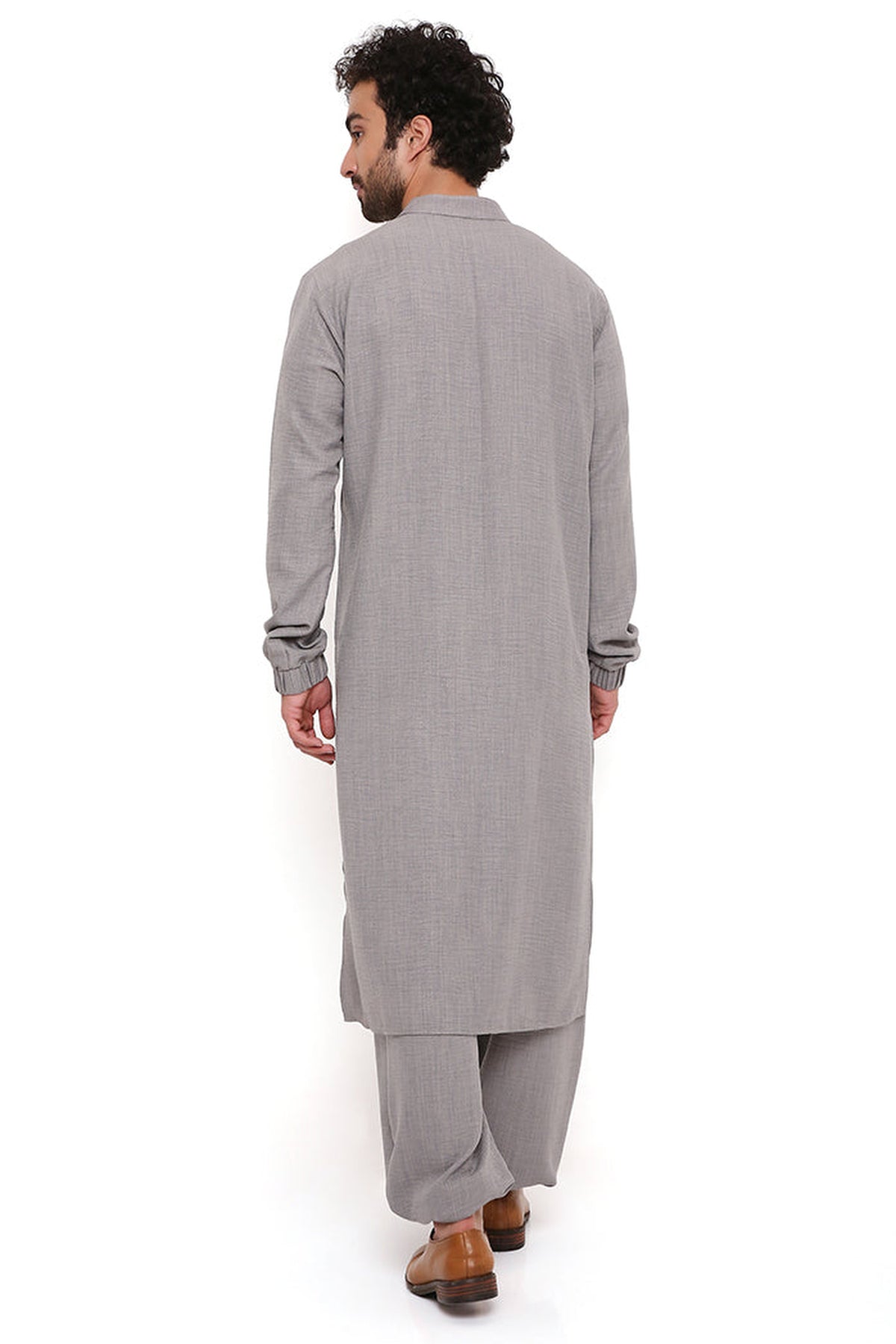 GREY SOFT LINEN BOMBER KURTA WITH JOGGER PANT