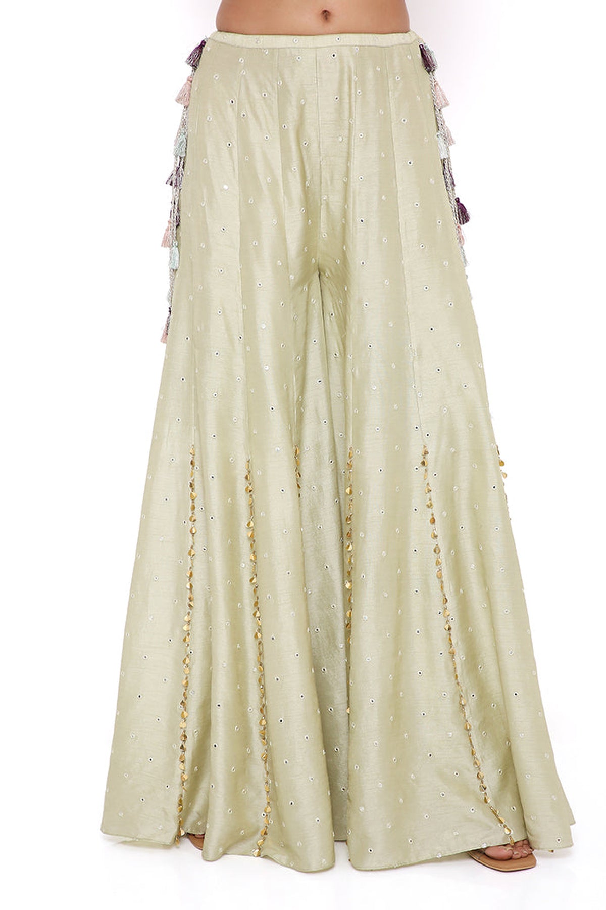 MINT GEORGETTE EMBROIDERED CHOLI WITH ABLA SILK SHARARA
