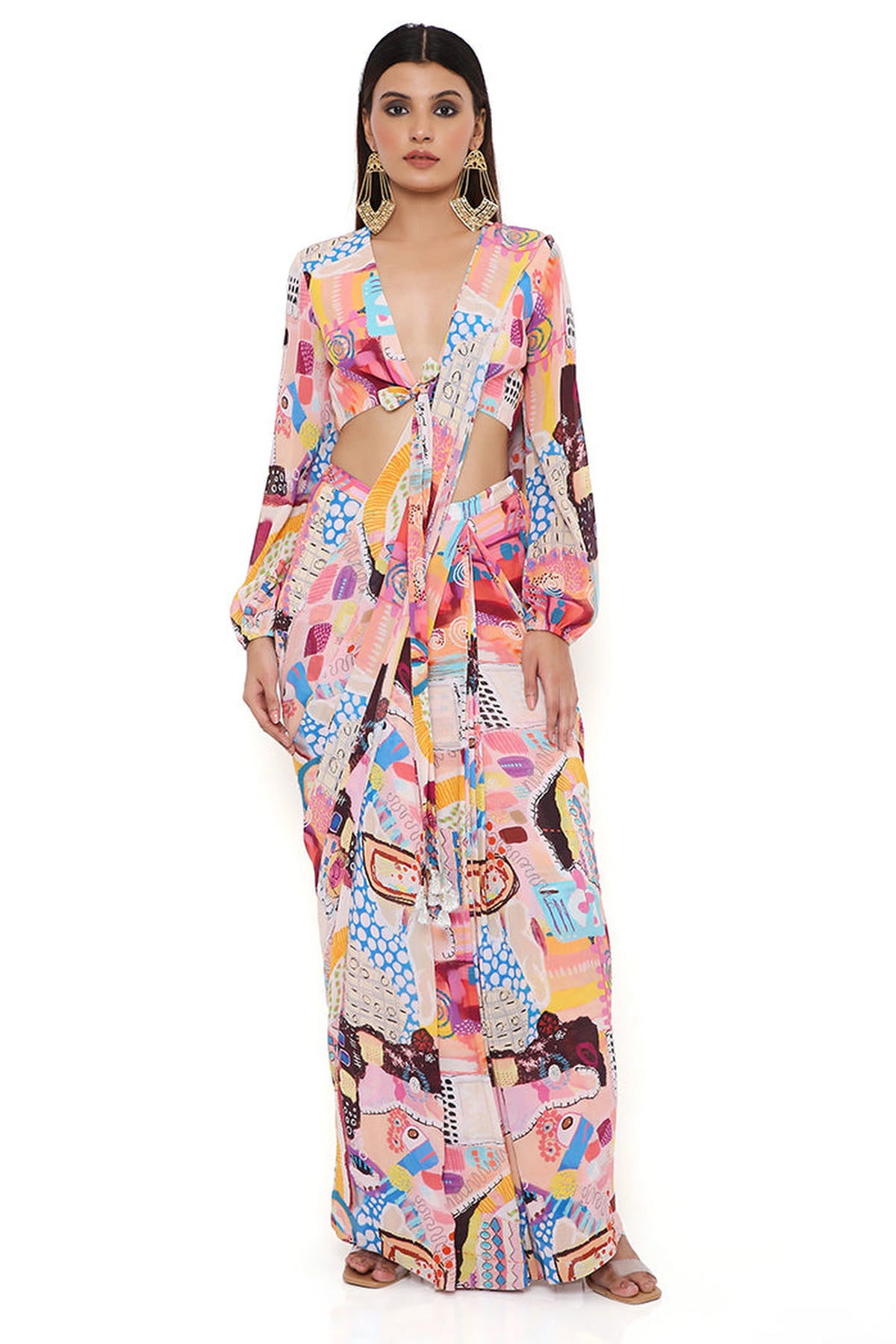 TRANCE PRINT GEORGETTE SAREE AND CHOLI