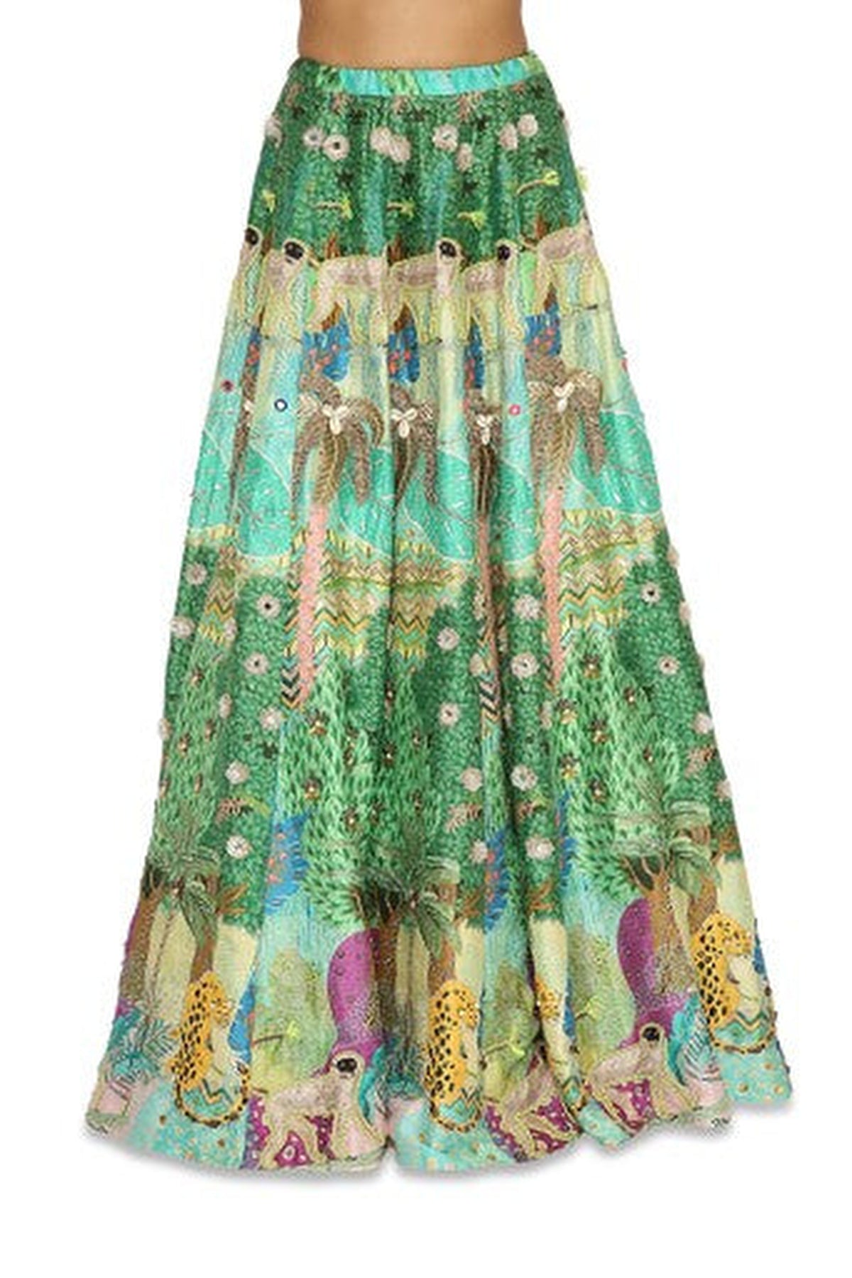 Ruba Peach Colour Embroidered Bustier With Printed Dupion Embroidered Lehenga With Peach Colour Dupatta