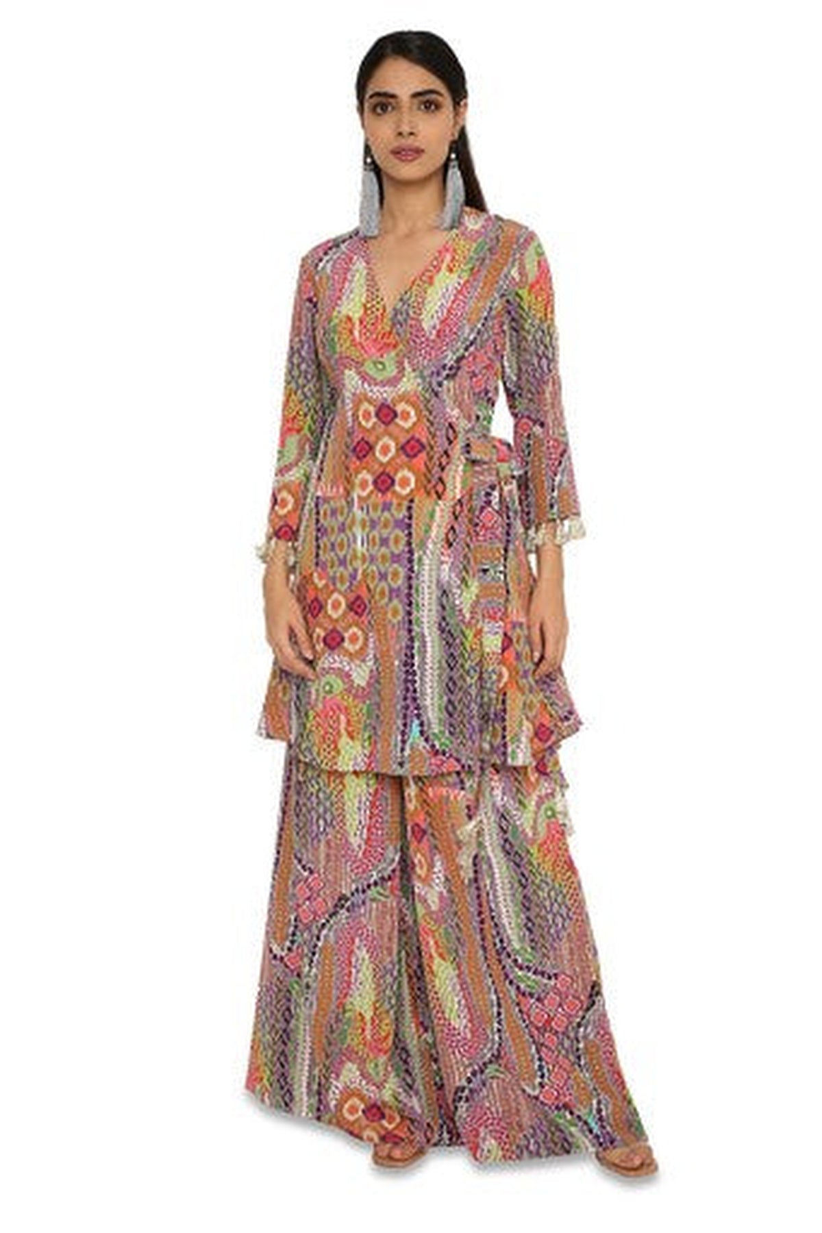 Minal African Print Crepe Overlap Top With Palazzo