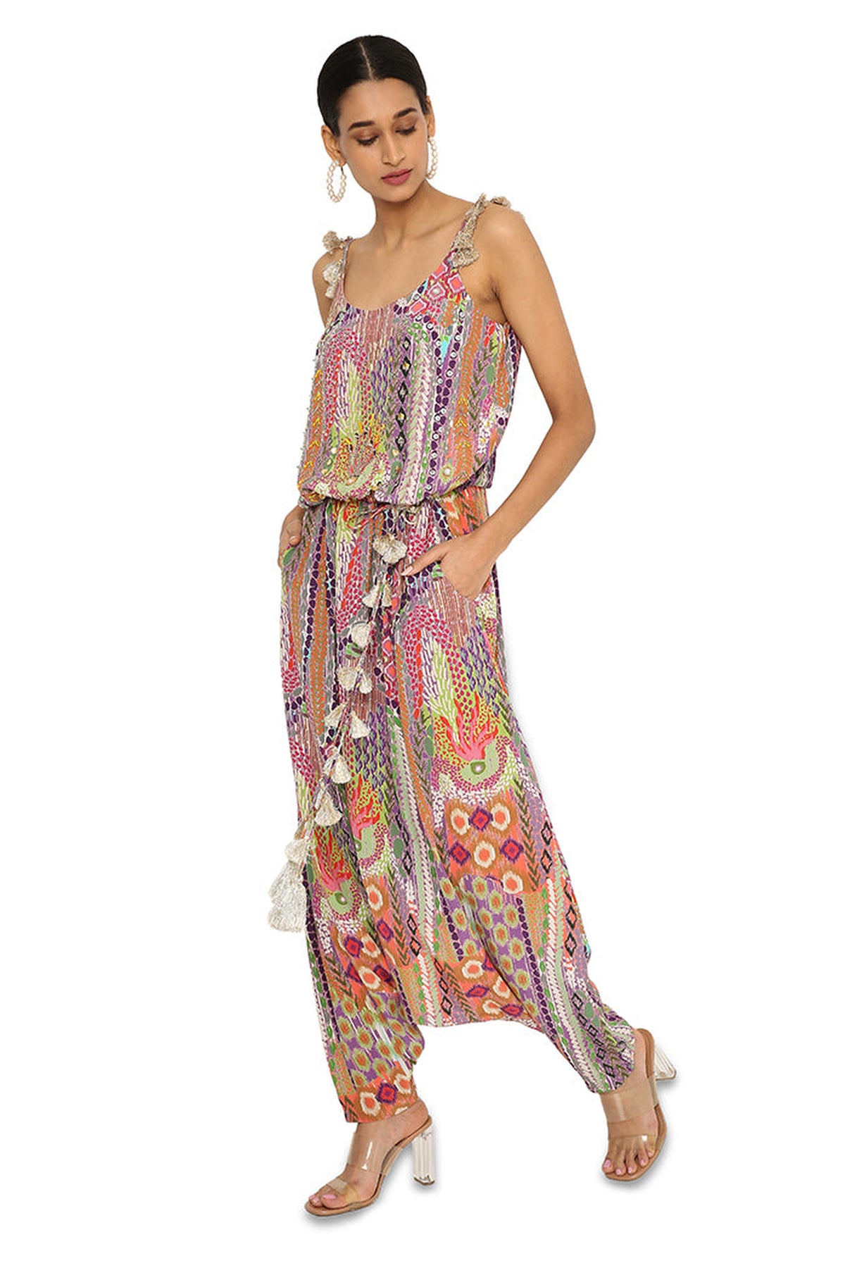 Aima African Print Embroidered Crepe Jumpsuit