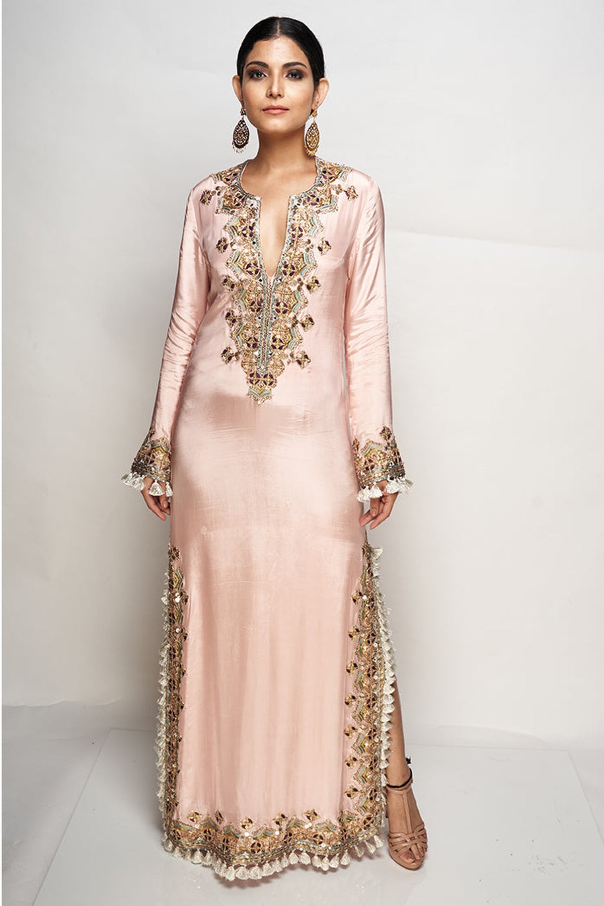 Rose Pink Embroidered Kaftaan