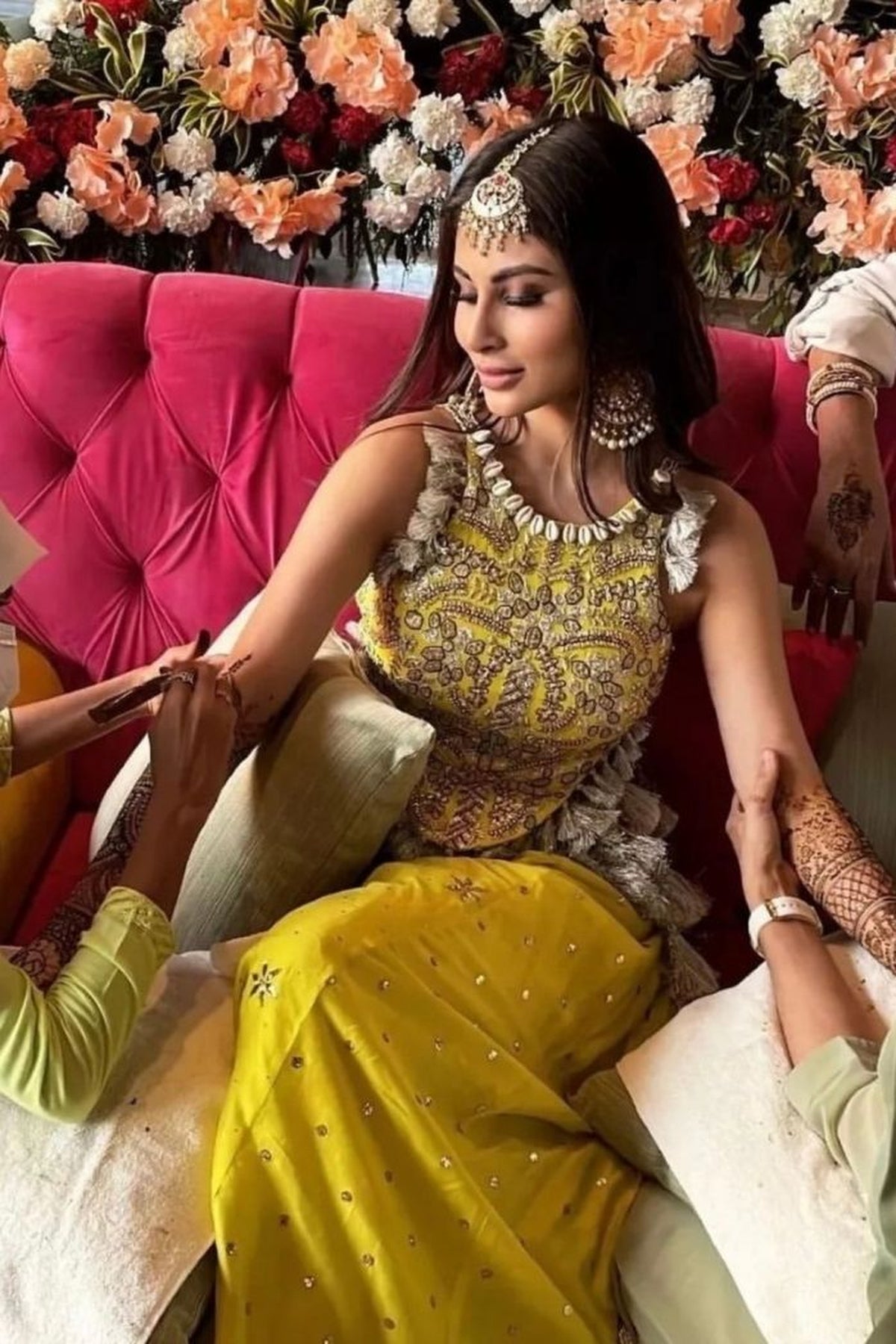 Mouni Roy in PS LIME GREEN EMBROIDERED LEHENGA