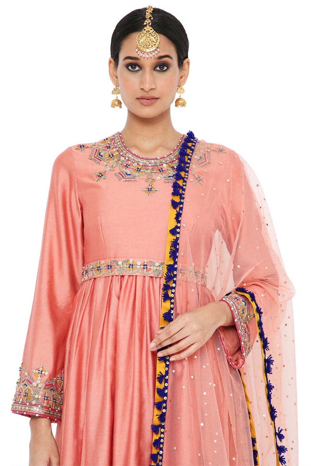 TAHIRA CORAL EMBROIDERED SHORT ANARKALI