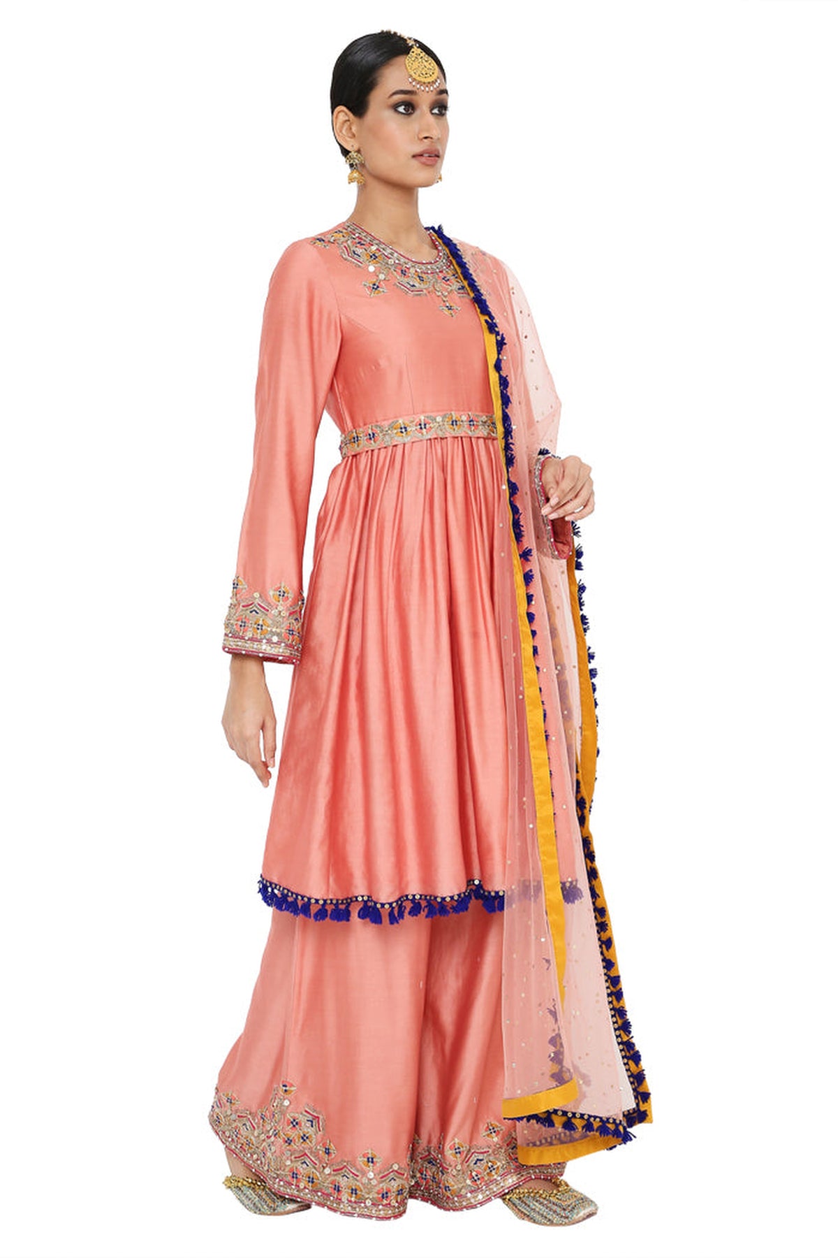 TAHIRA CORAL EMBROIDERED SHORT ANARKALI