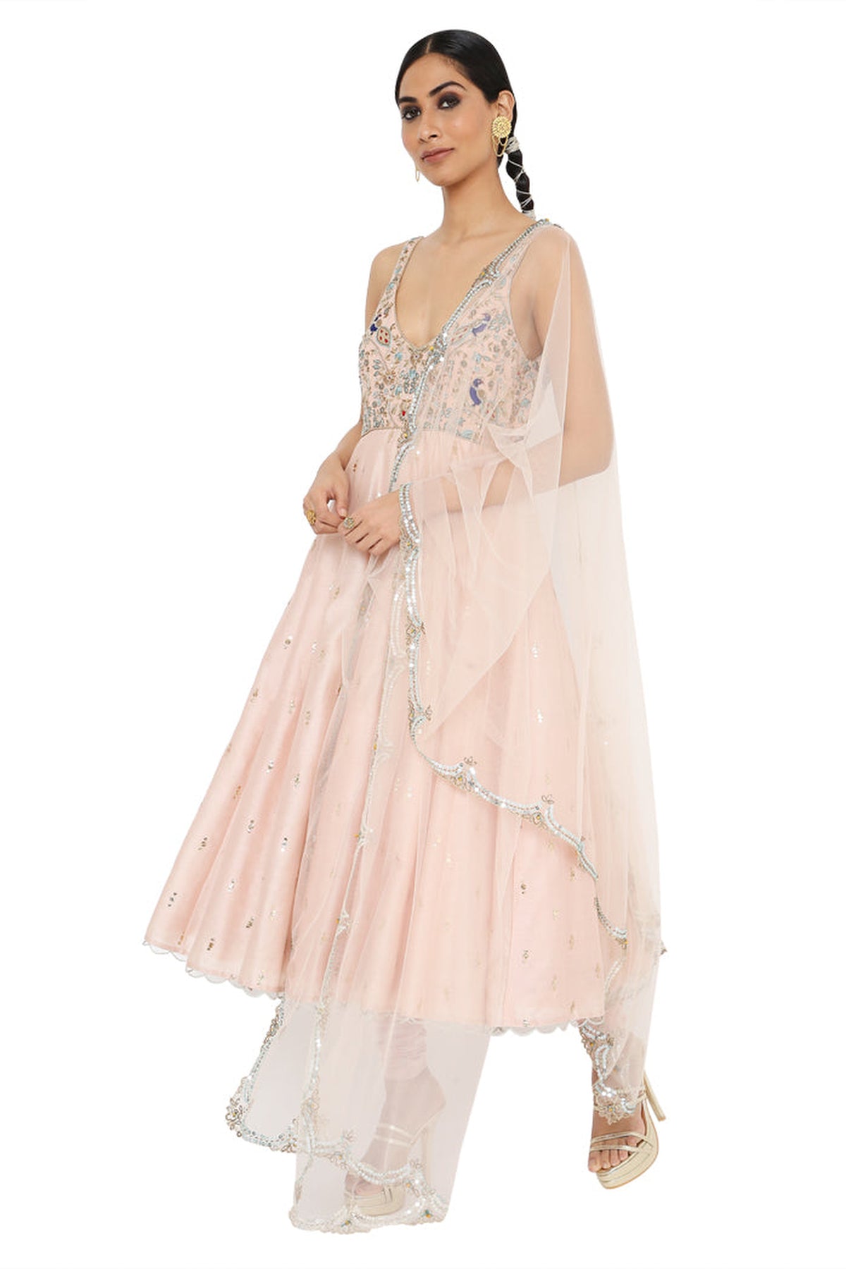 HOOR ROSE PINK EMBROIDERED ANARKALI