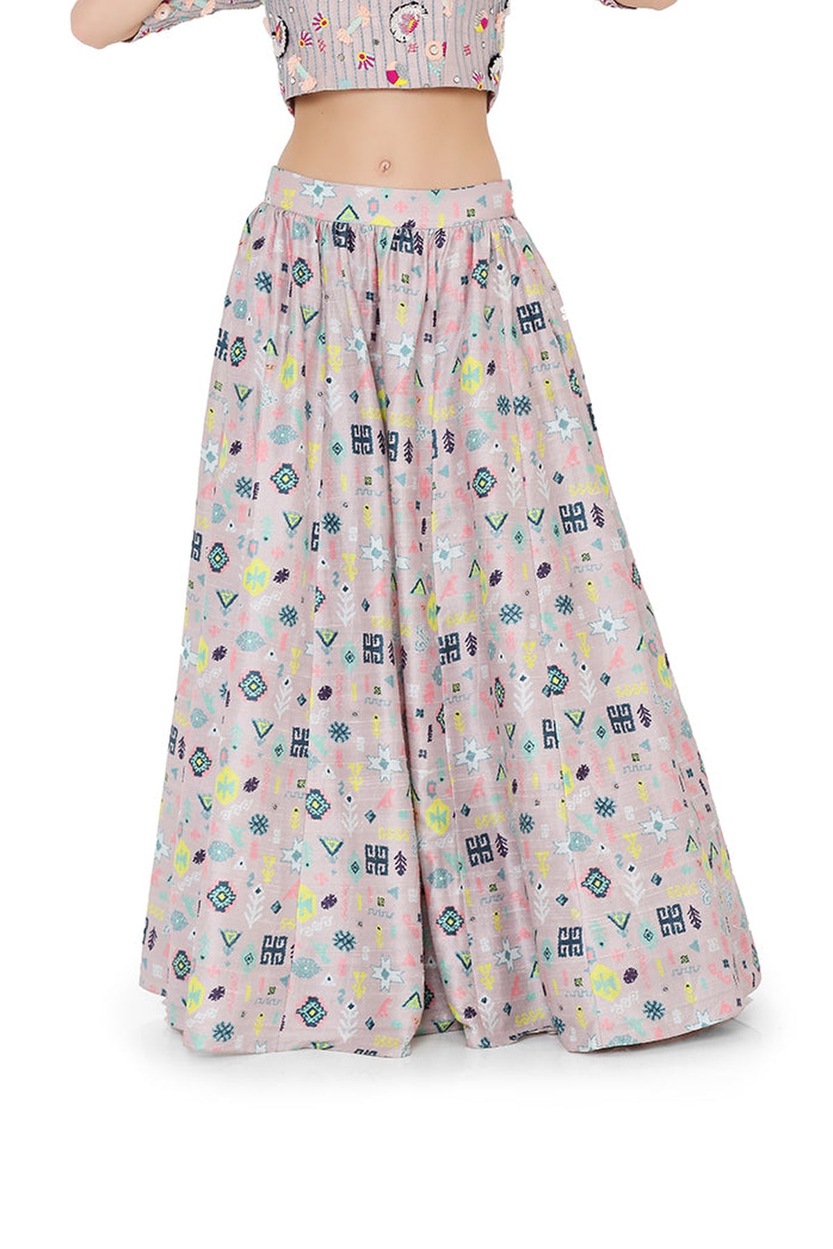 LAVENDER PRINTED SILK SET PS-LH0026