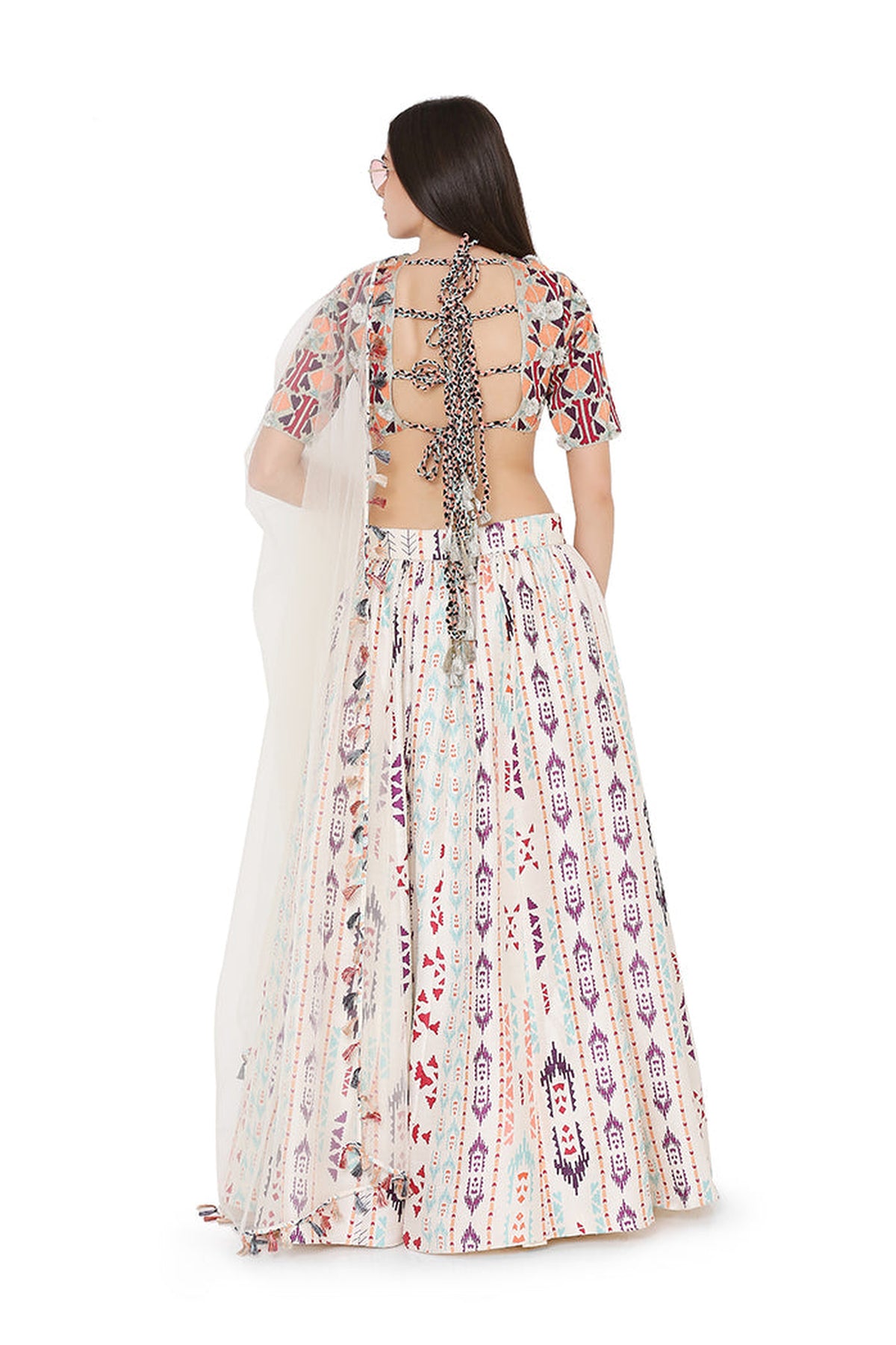 Cream Ikat Lehenga Set PS-LH0027-A