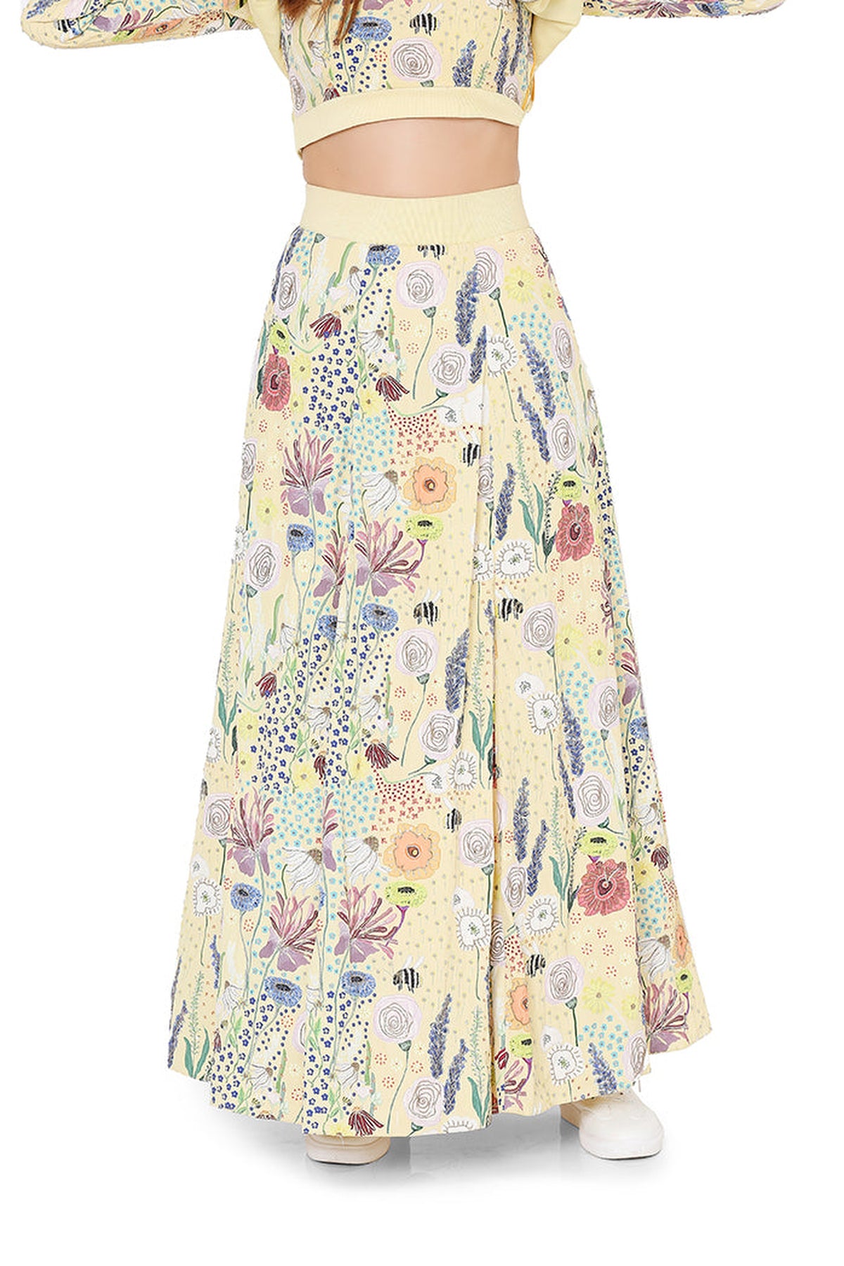 Yellow Art Crepe Lehenga