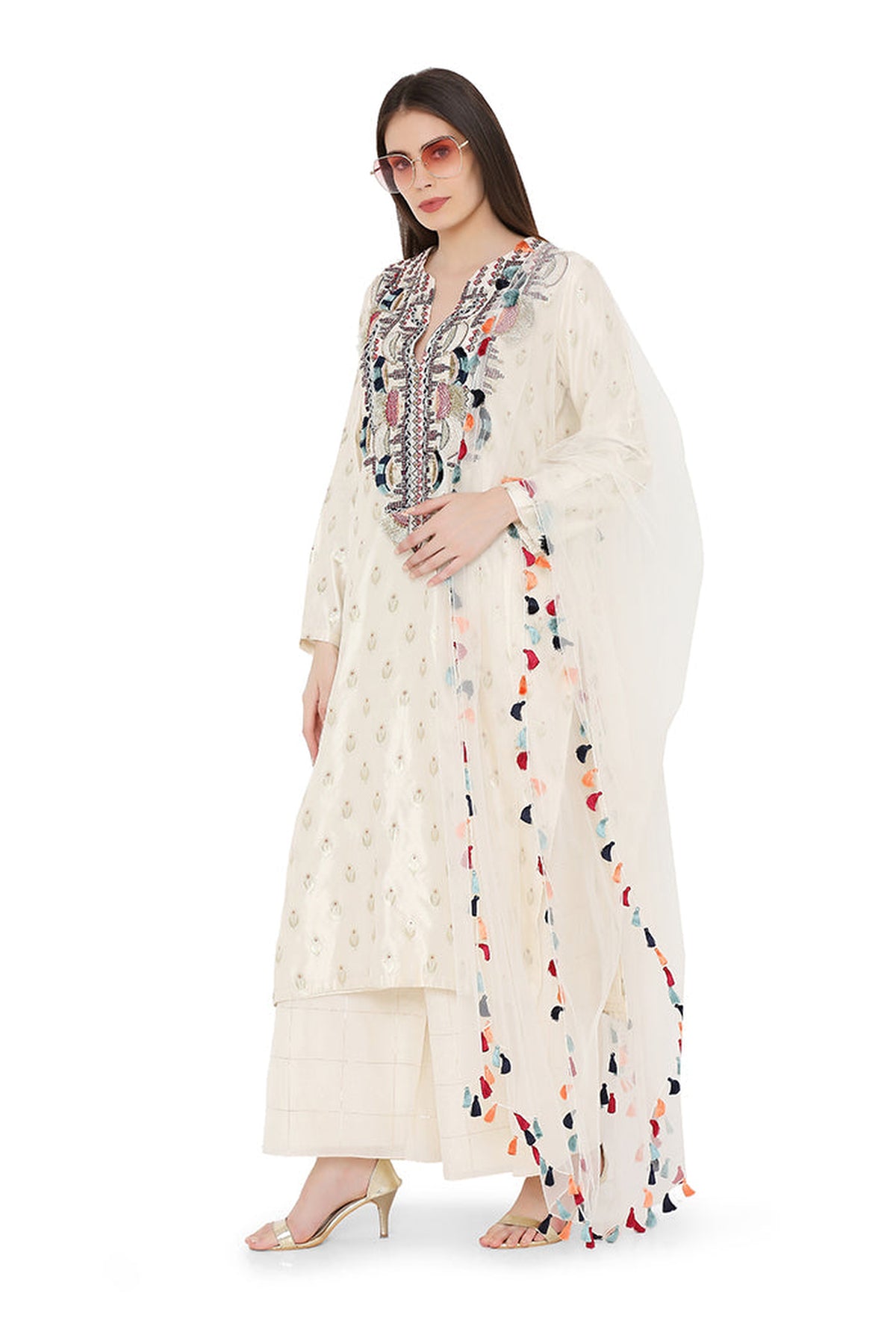 CREAM KURTA & PALAZZO SET