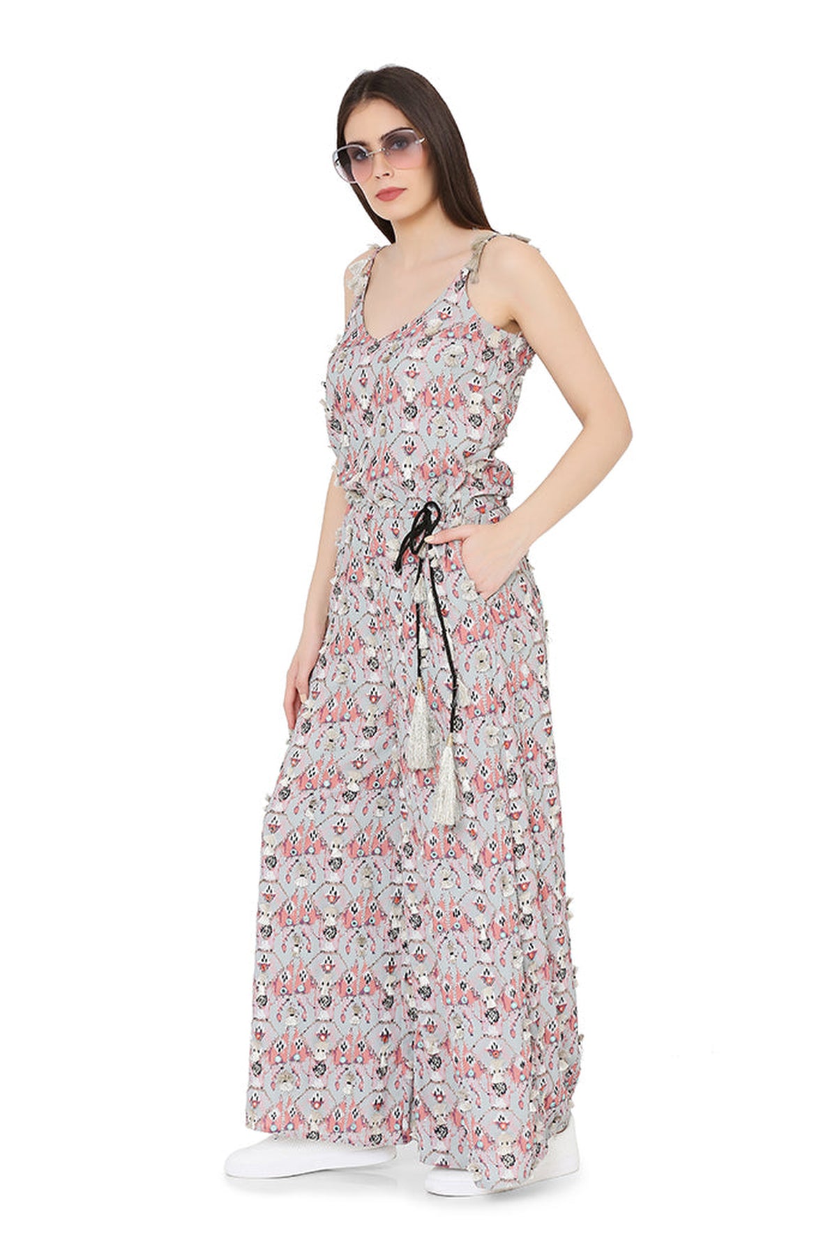 Grey Art Crepe Jumpsuit