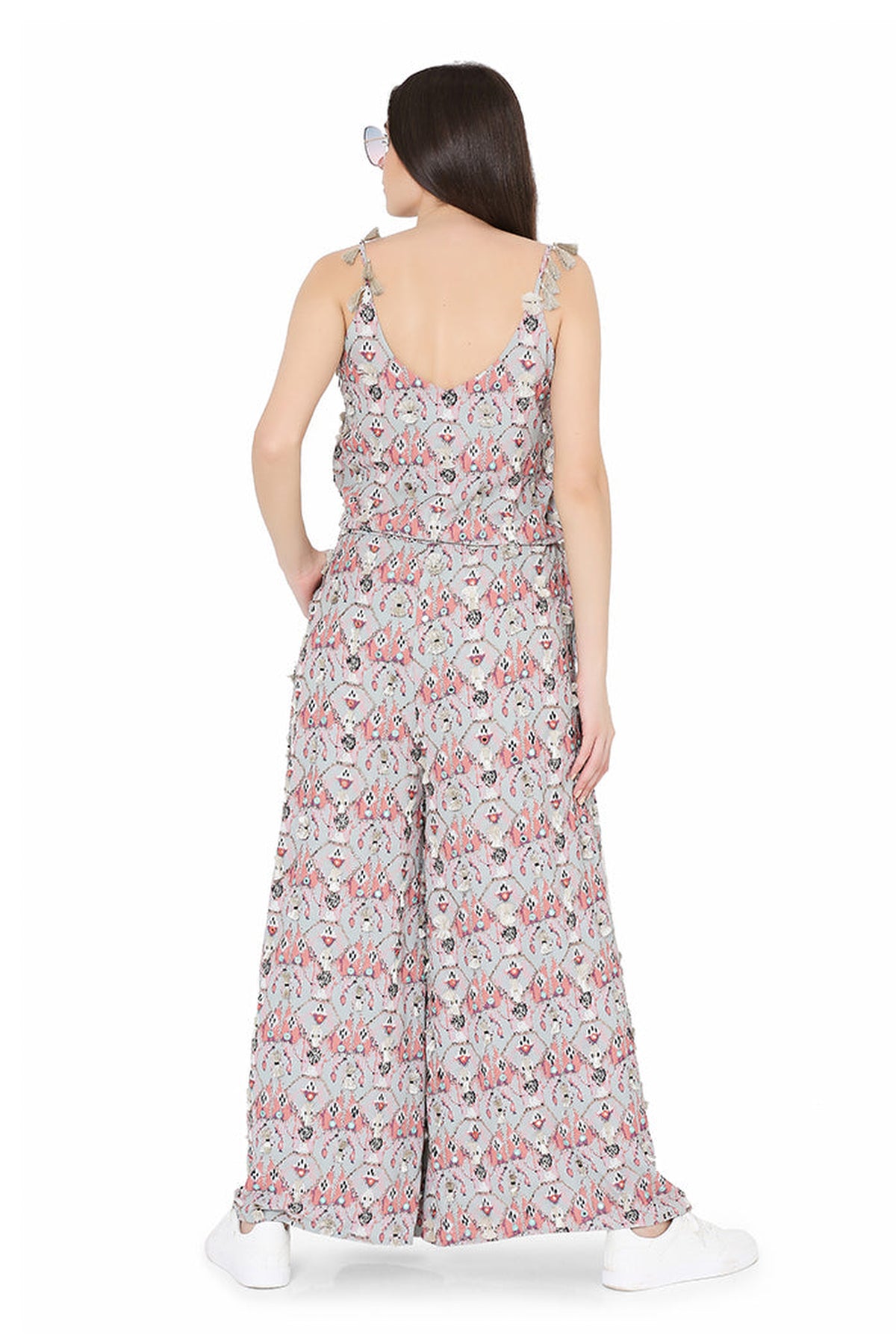 Grey Art Crepe Jumpsuit