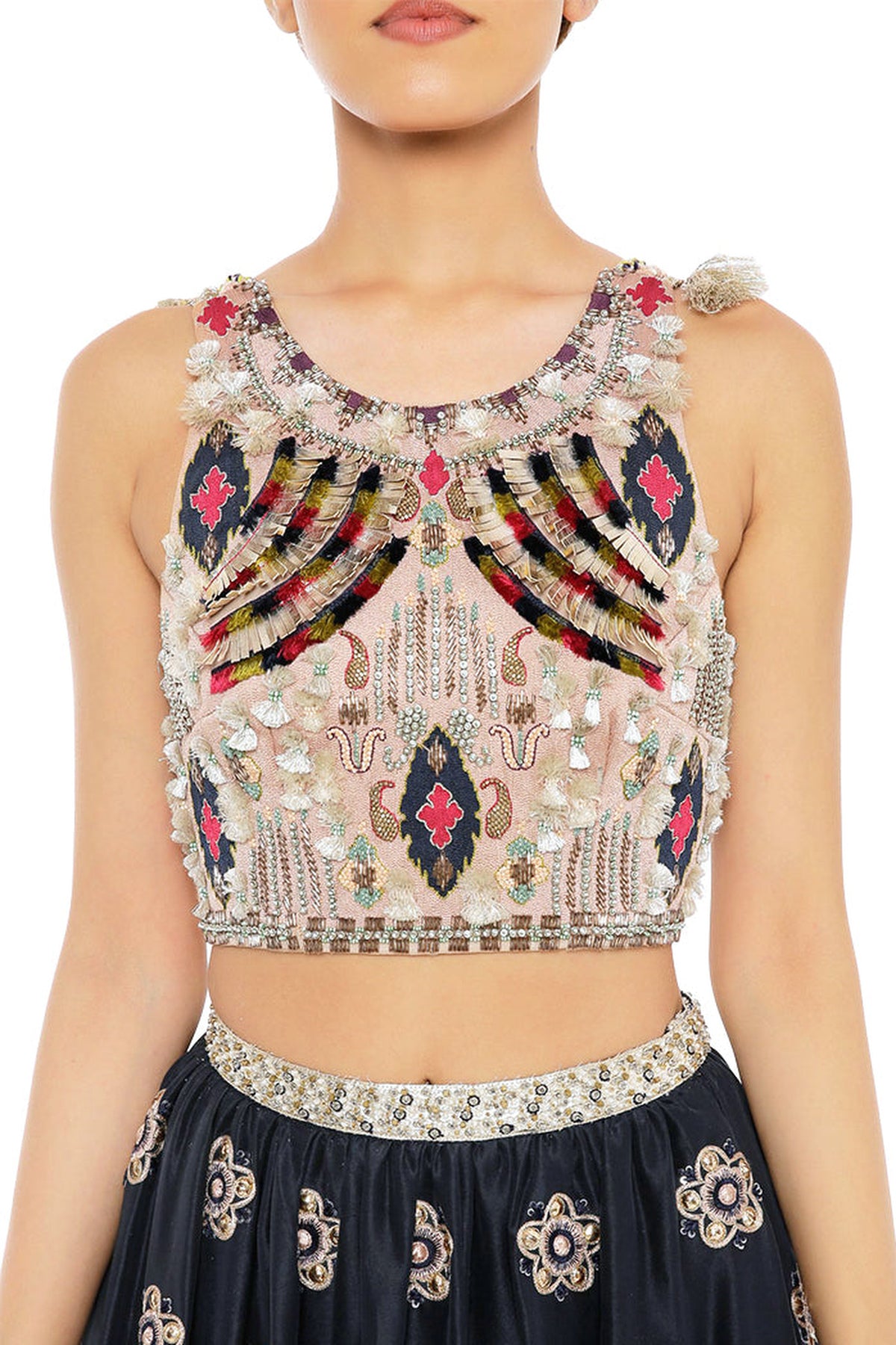 ROSE PINK & NAVY LEHENGA