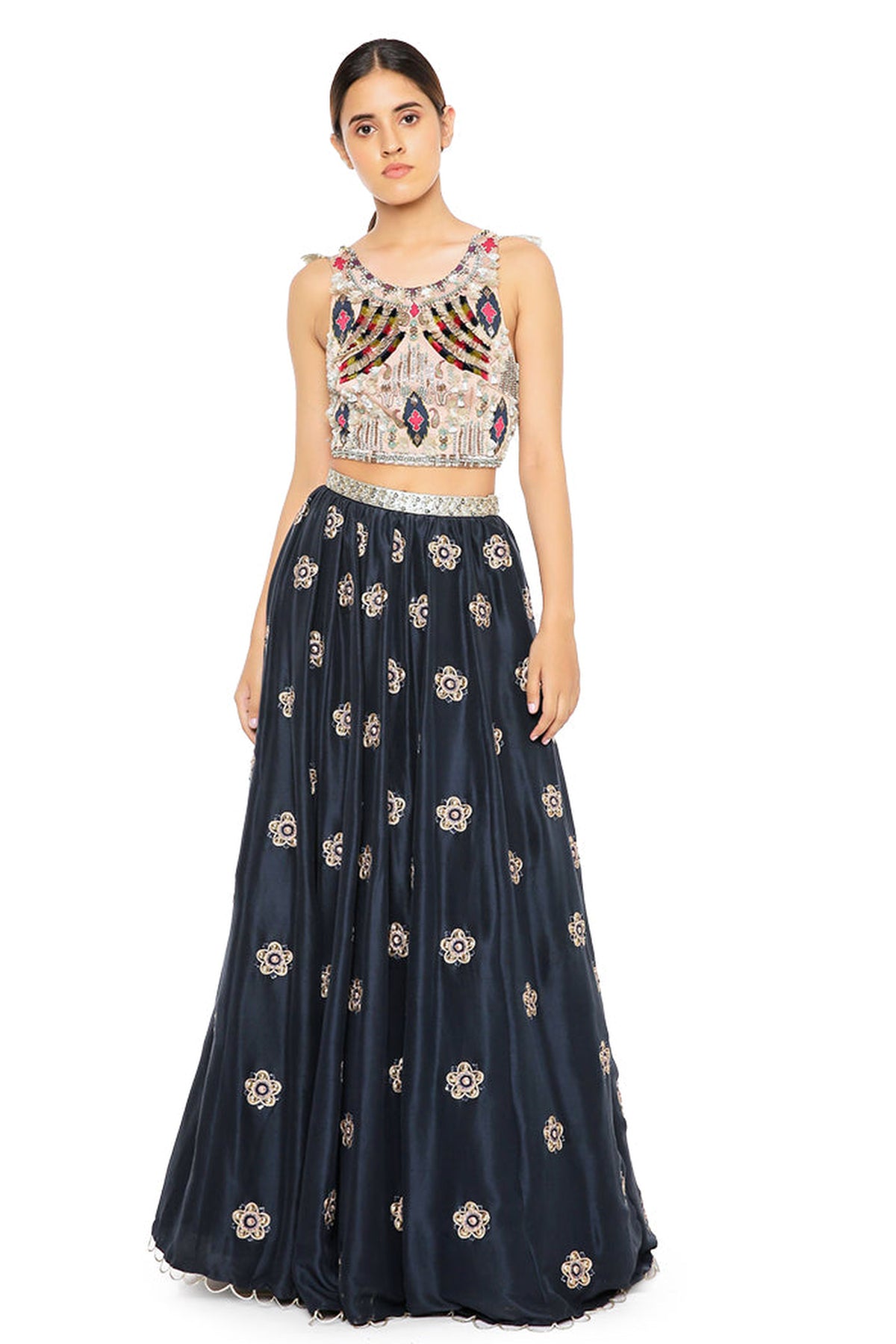 ROSE PINK & NAVY LEHENGA