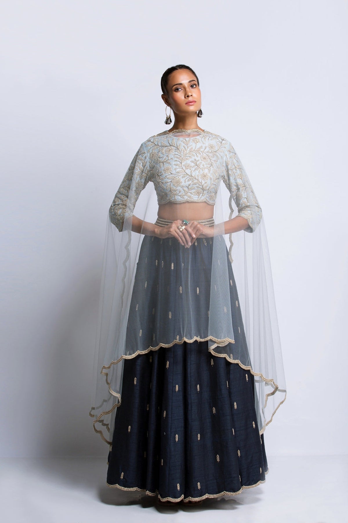 The Powder & Navy Blue Lehenga