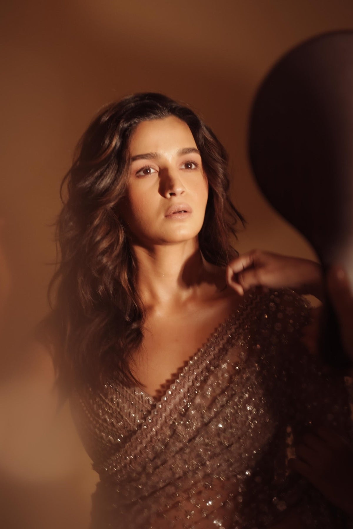 Alia Bhatt in Blush pink Sequins and cutdana  work saree