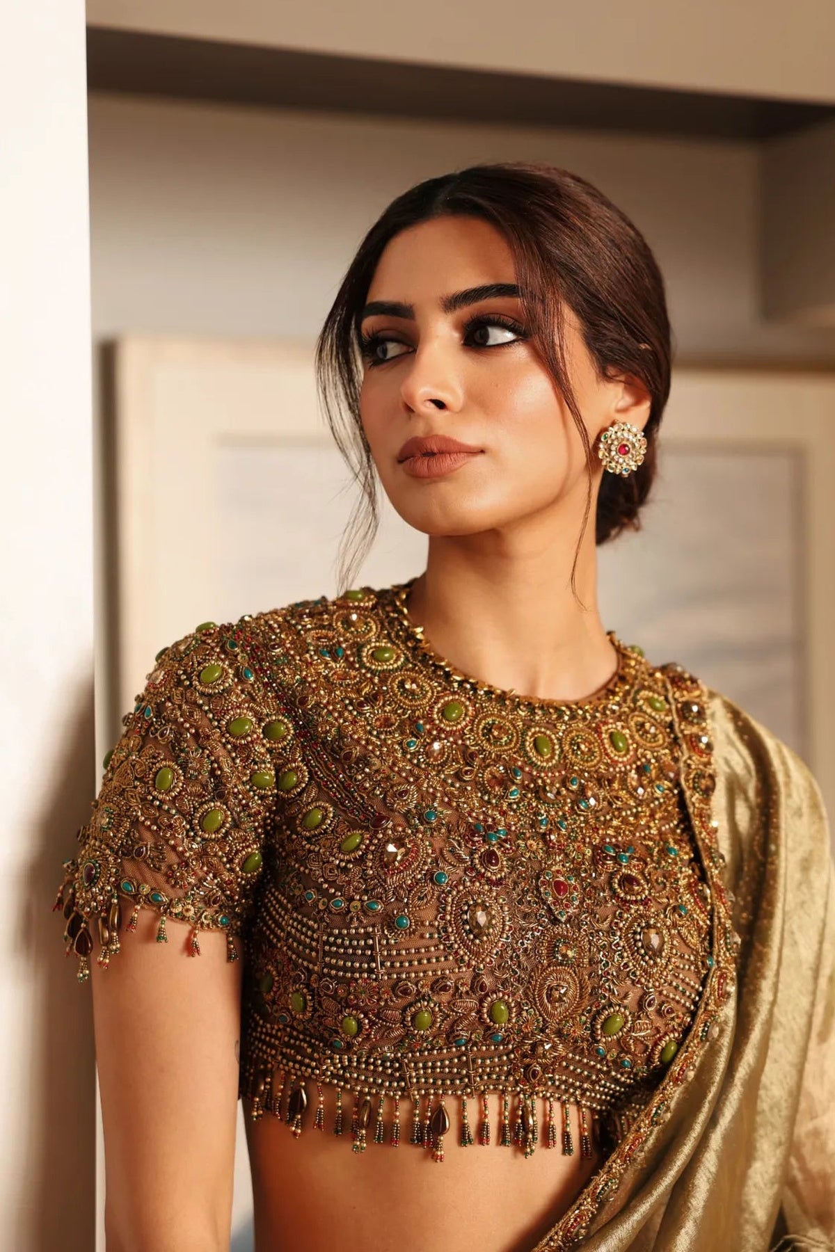Khushi Kapoor in Svarnalekha Jadaau Saree Set