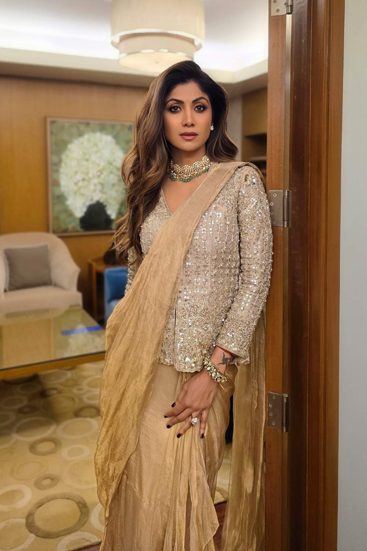 Shilpa Shetty In Miraaz Saree Set