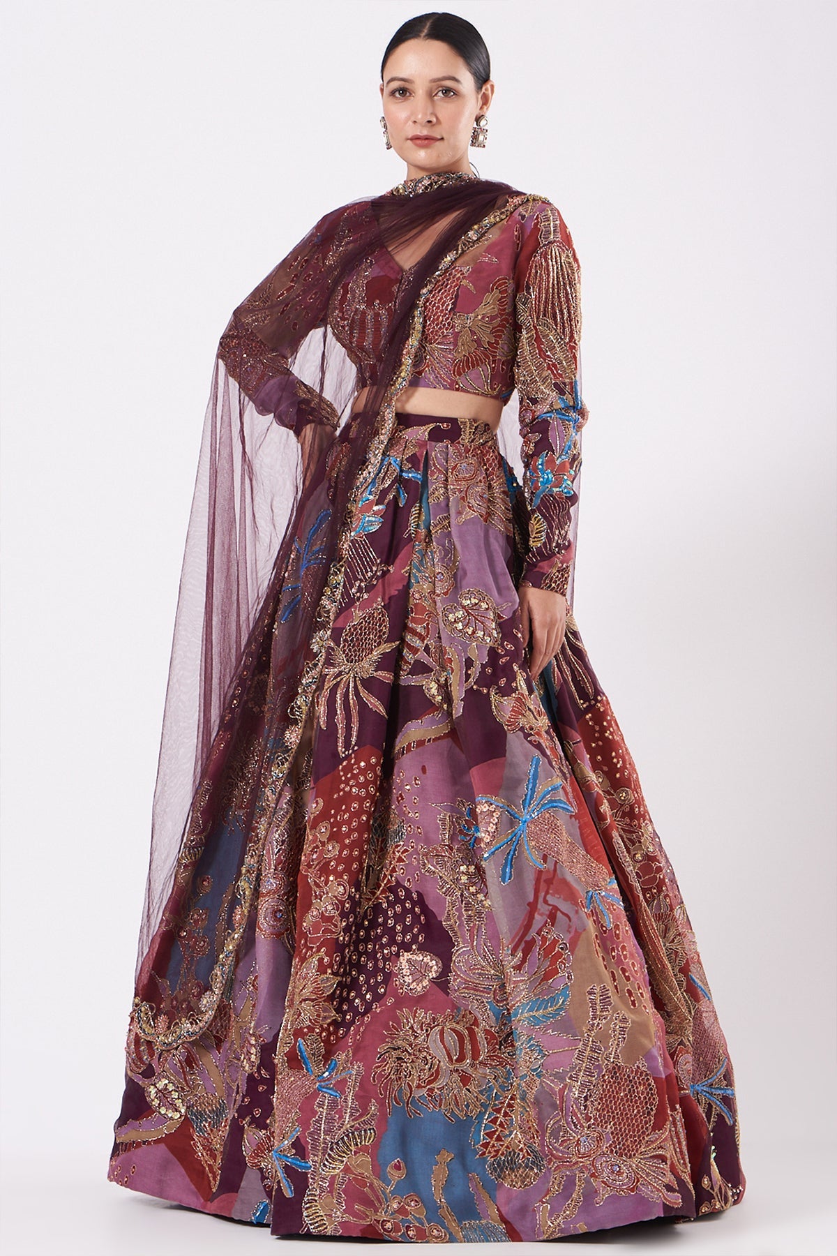 Athiya Shetty In Dahlia - Plum Organza Lehenga