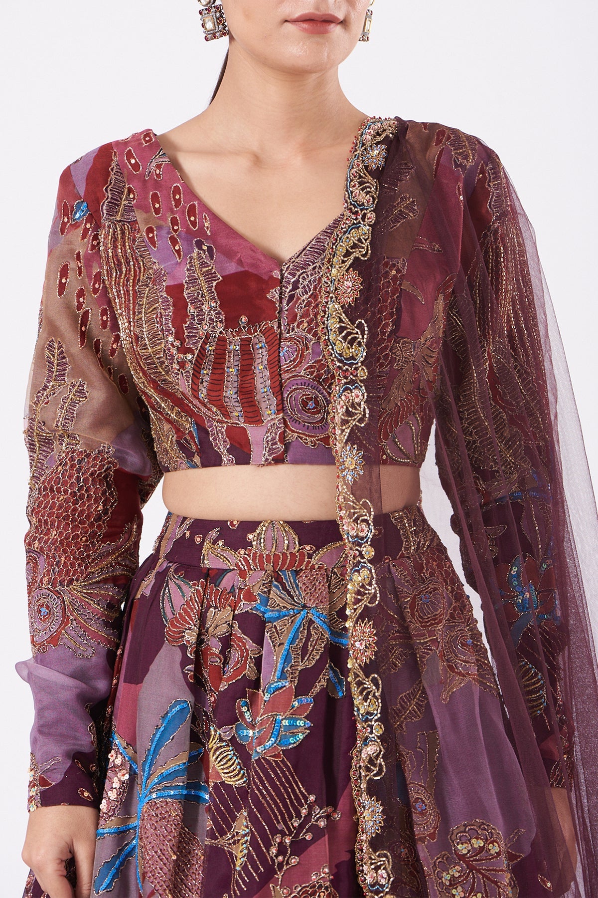 Athiya Shetty In Dahlia - Plum Organza Lehenga