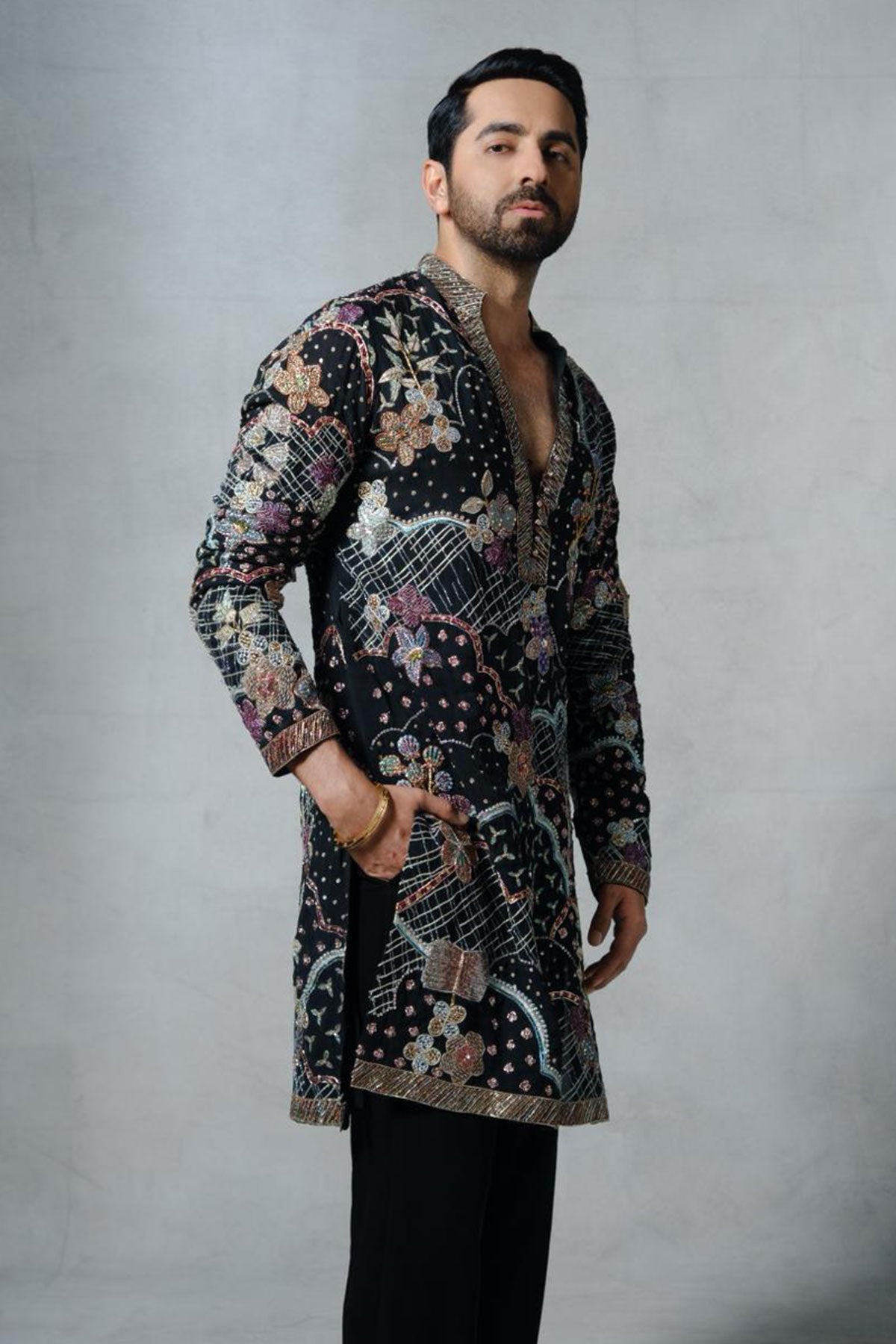Ayushmann Khurrana in Bailora - Black Organza Kurta