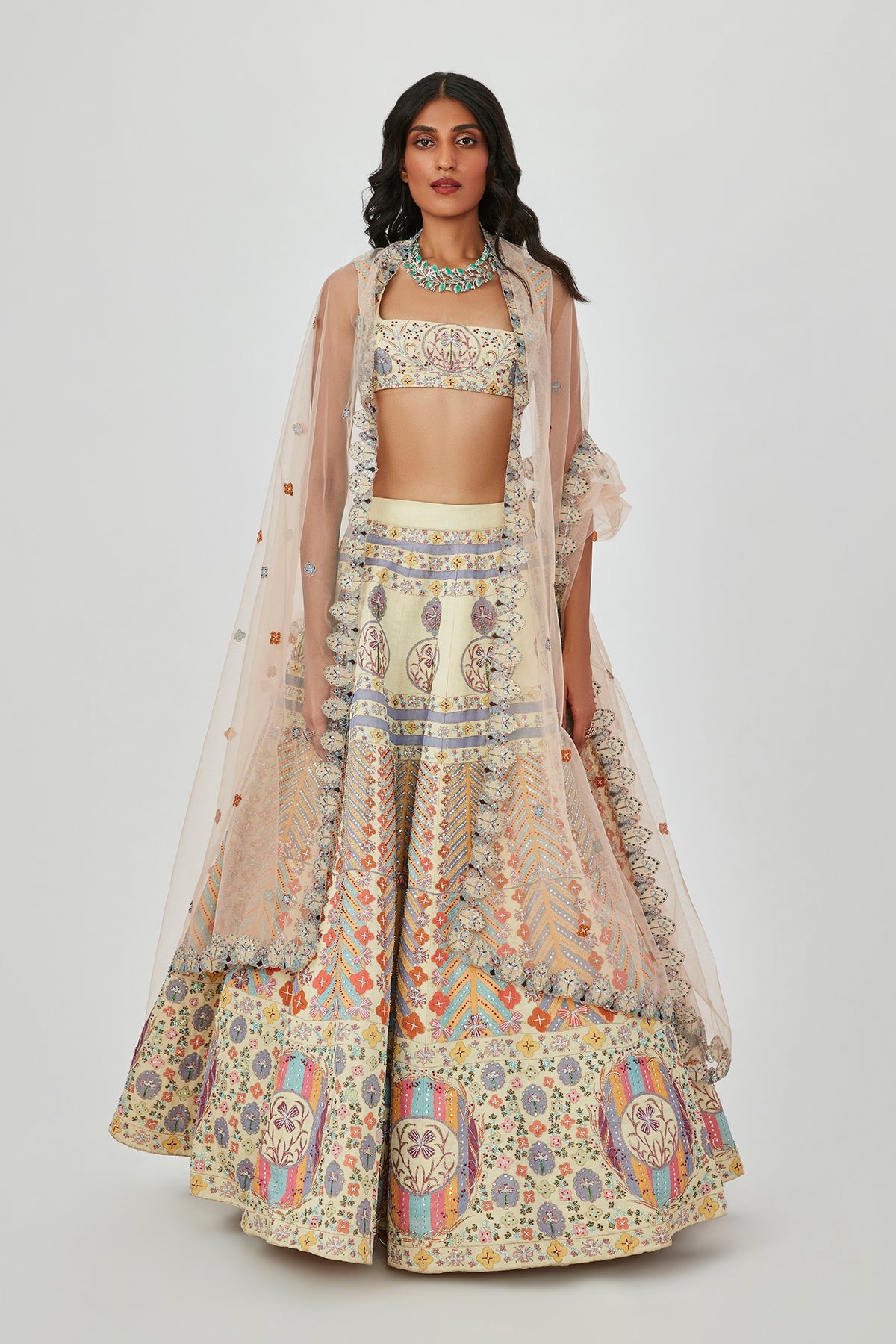 Alaya F In Soraya - Beige Kasab Satin Lehenga