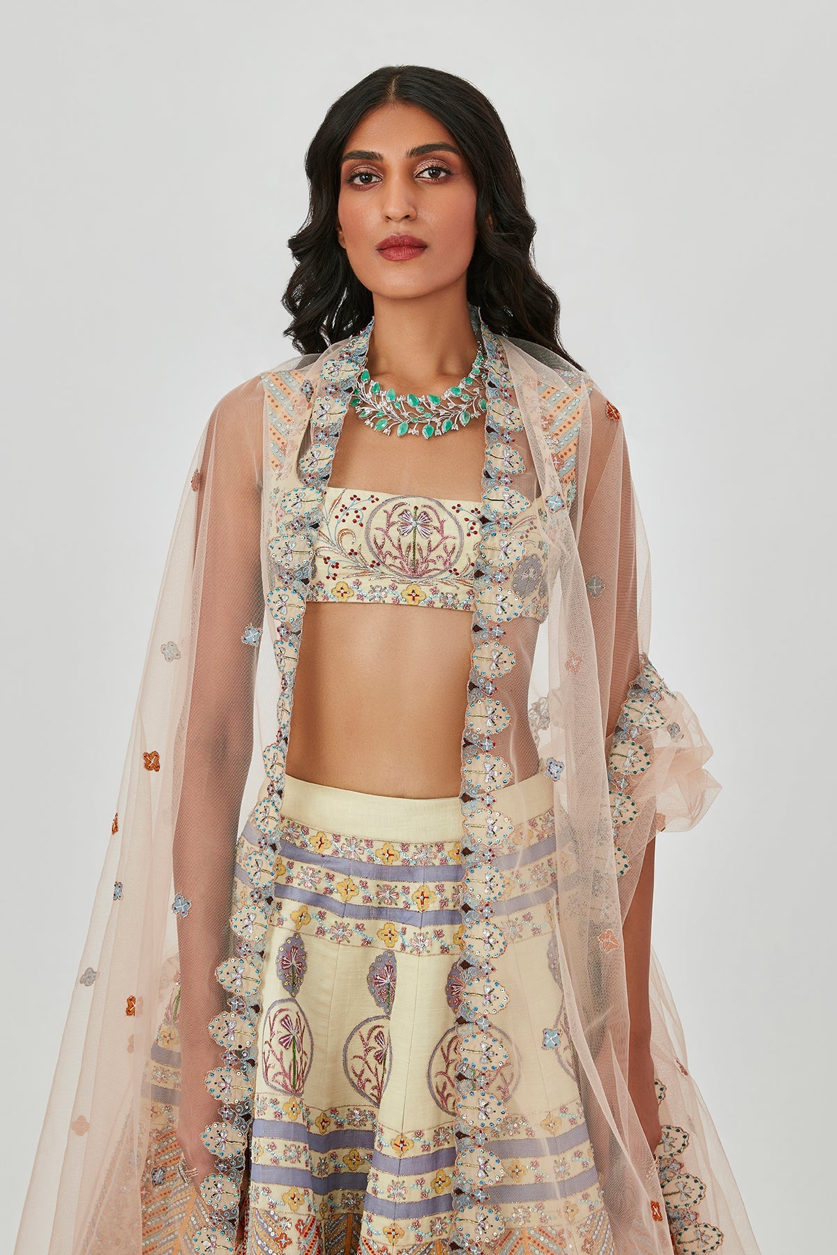 Alaya F In Soraya - Beige Kasab Satin Lehenga