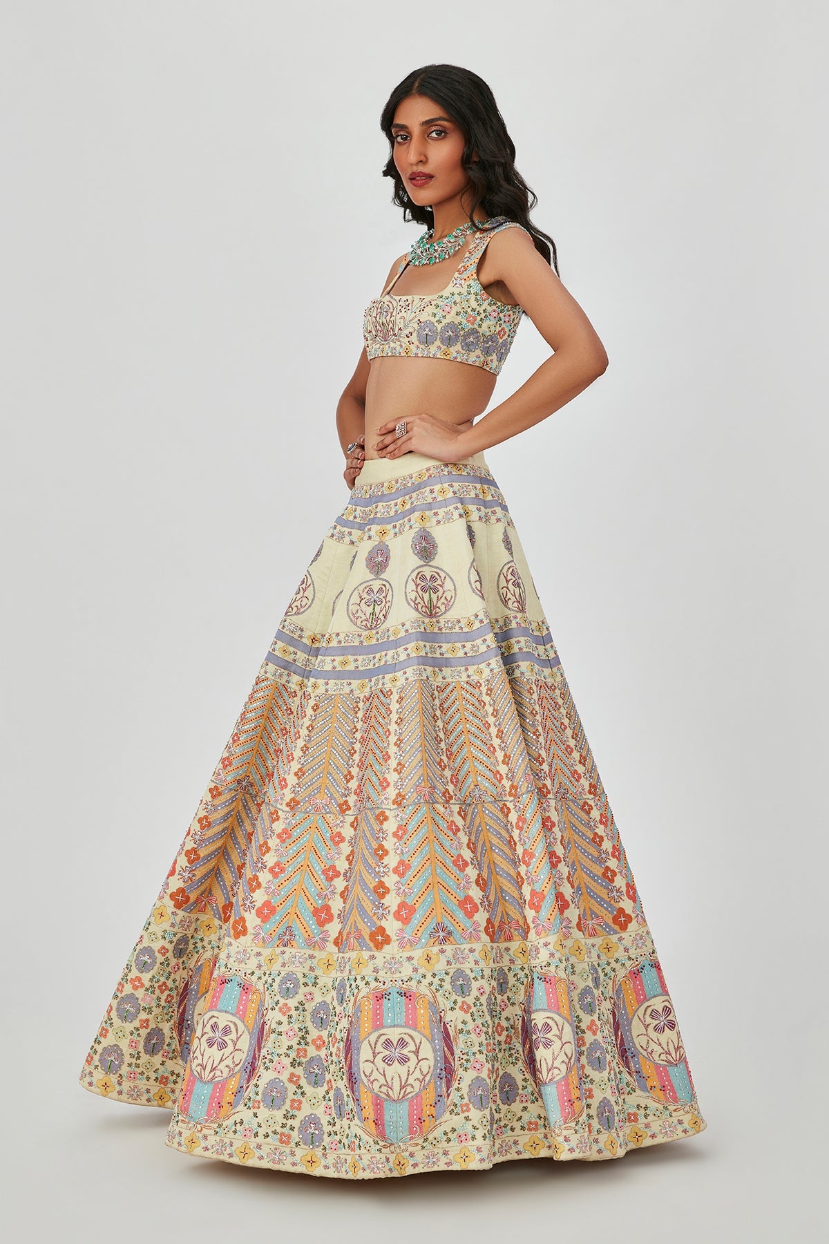 Alaya F In Soraya - Beige Kasab Satin Lehenga