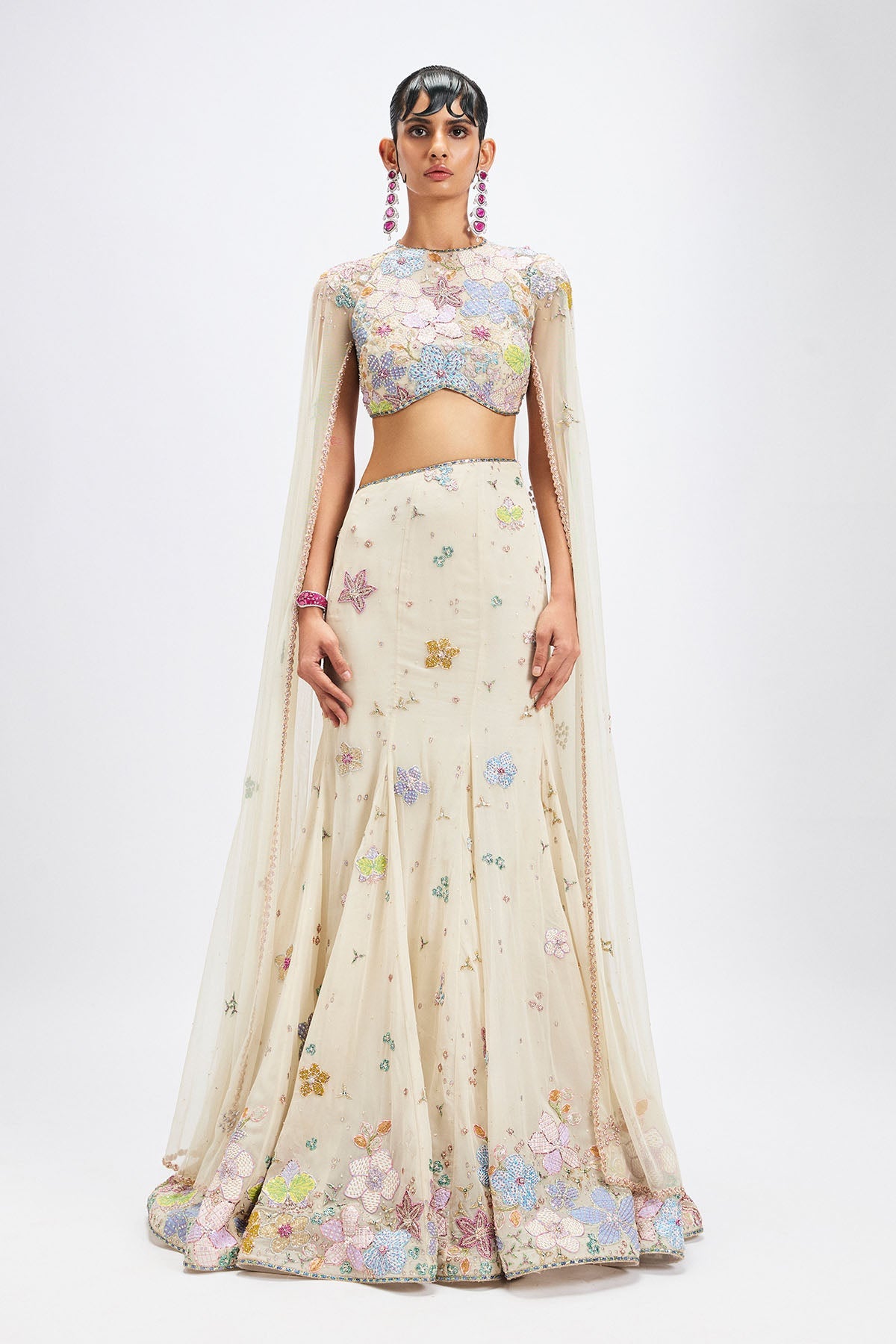 Sharvari In Ivorelle - Ivory Georgette Mermaid Lehenga