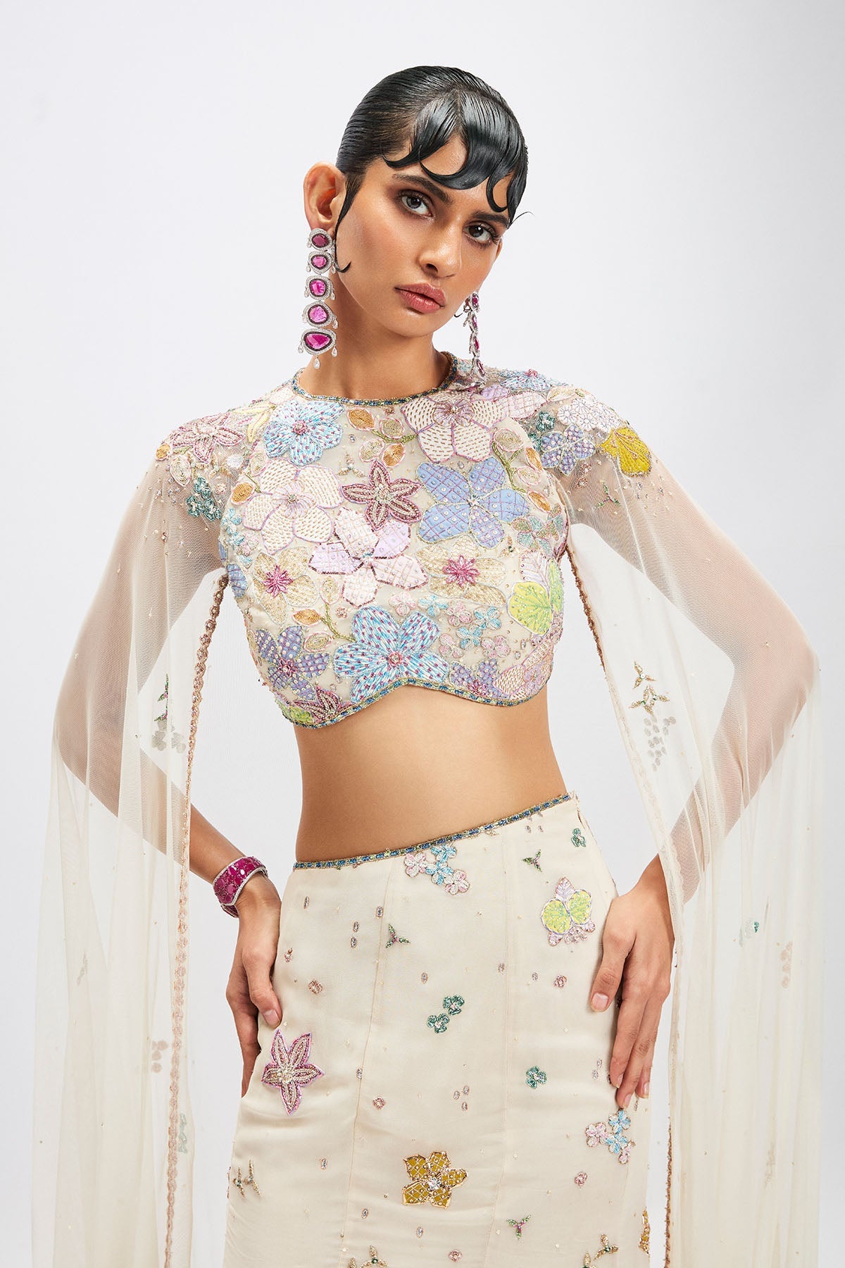 Sharvari In Ivorelle - Ivory Georgette Mermaid Lehenga