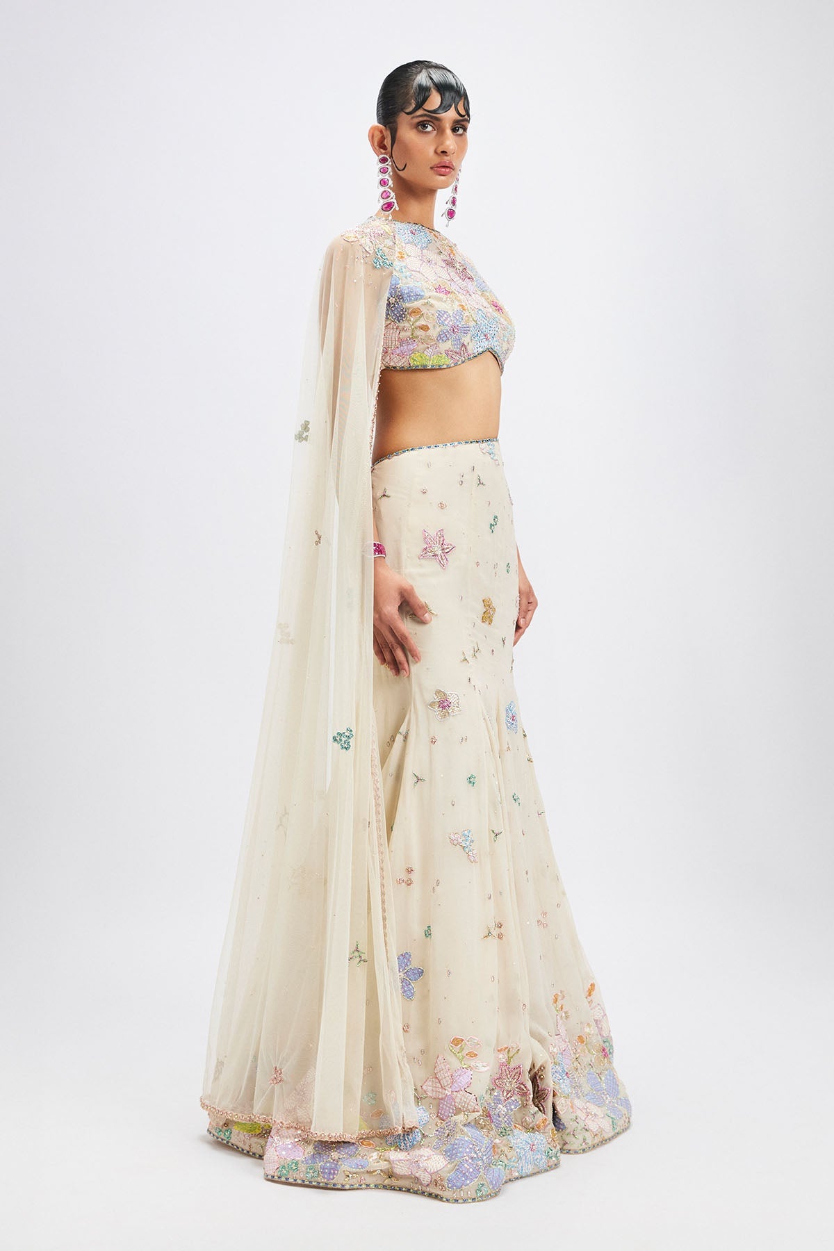 Sharvari In Ivorelle - Ivory Georgette Mermaid Lehenga