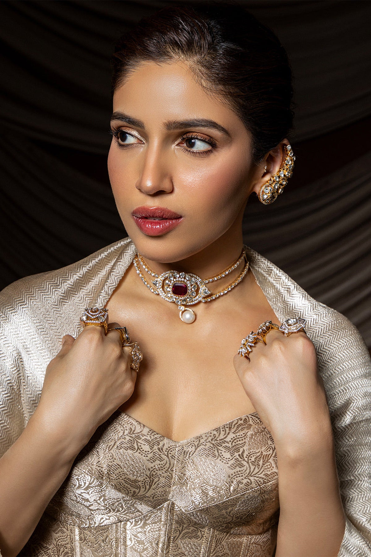 Bhumi Pednekar in Handwoven Silver Kanjivaram Saree