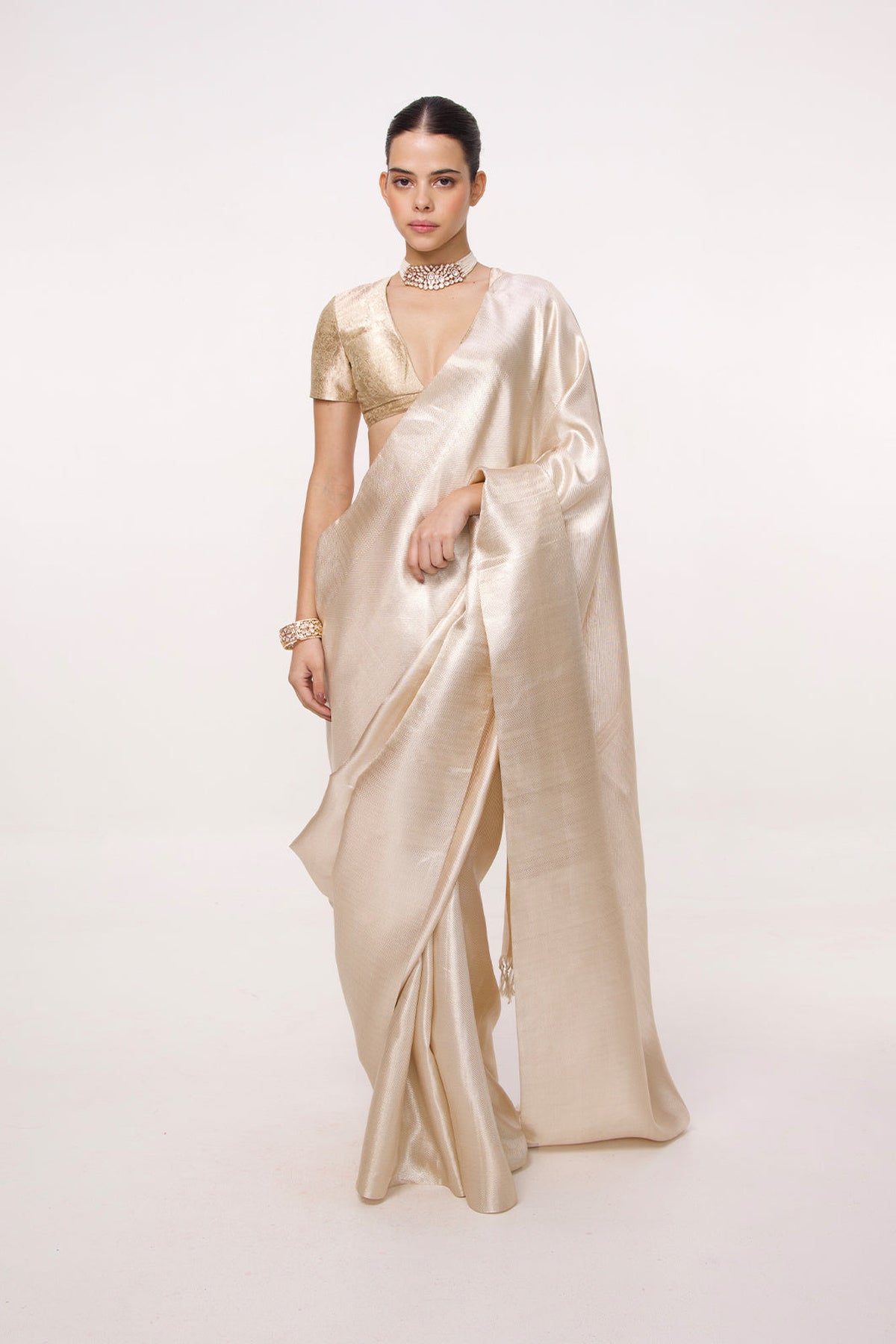 Bhumi Pednekar in Handwoven Silver Kanjivaram Saree