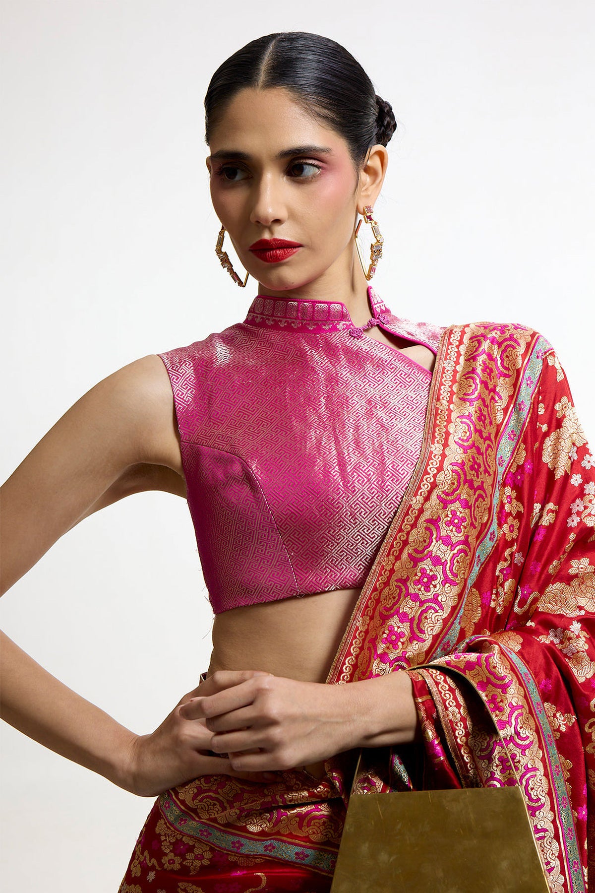 Sonam Kapoor in Handwoven Ruby Red Mashroo Silk Saree