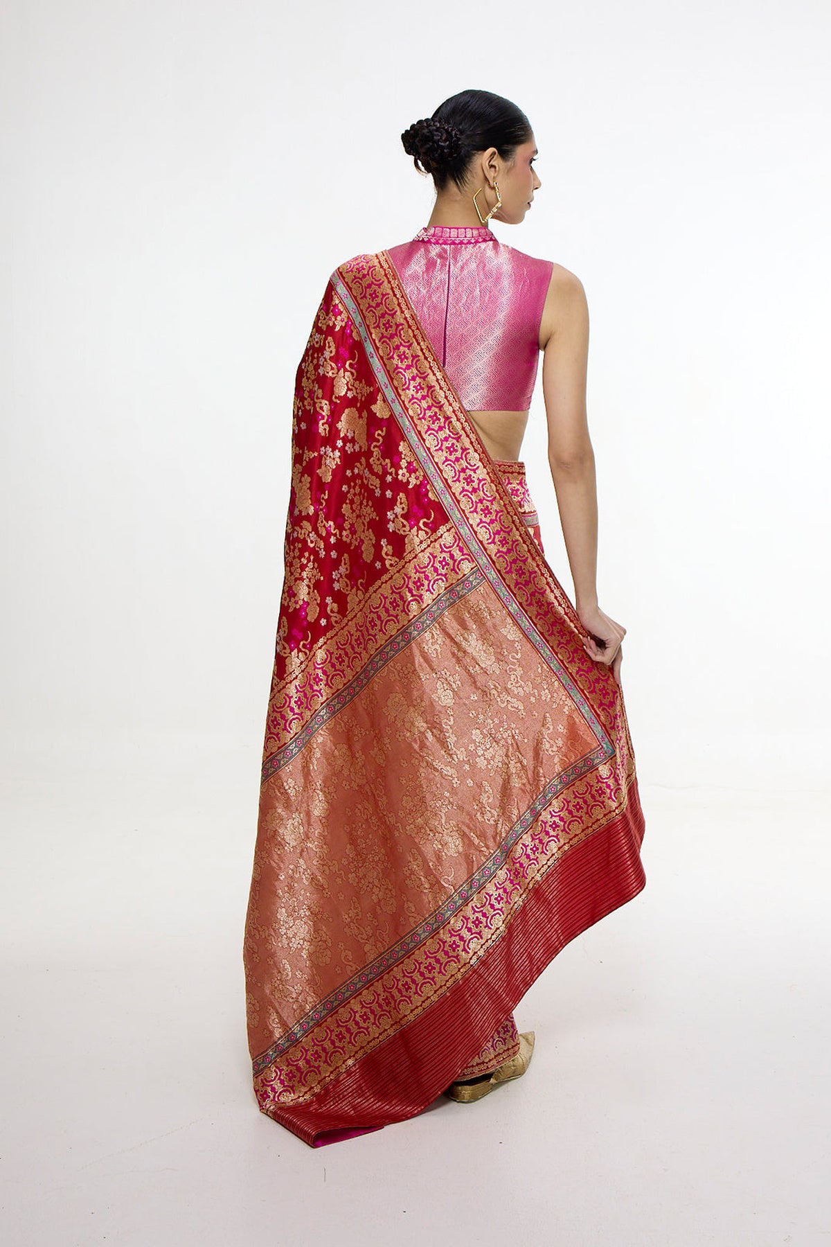 Sonam Kapoor in Handwoven Ruby Red Mashroo Silk Saree