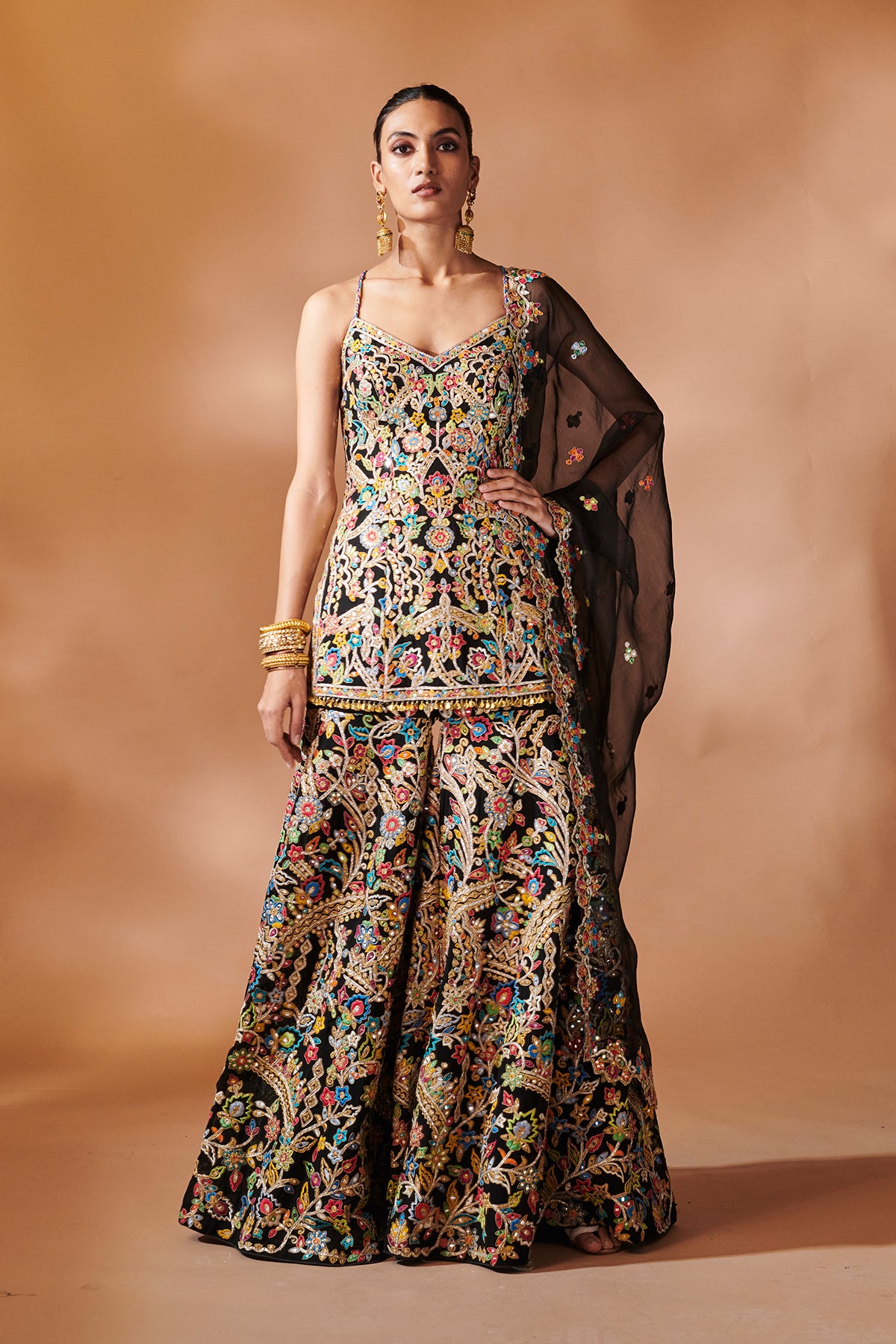 BLACK KURTA AND SHARARA SET